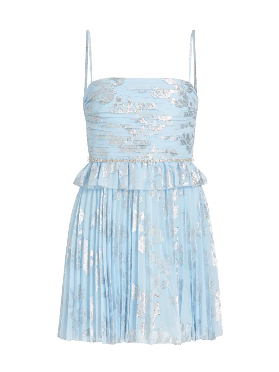 Self-Portrait Metallic Floral Ruffle Minidress | Saks Fifth Avenue