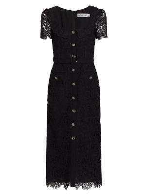 Self-Portrait Women's Guipure Lace Midi-Dress - Black