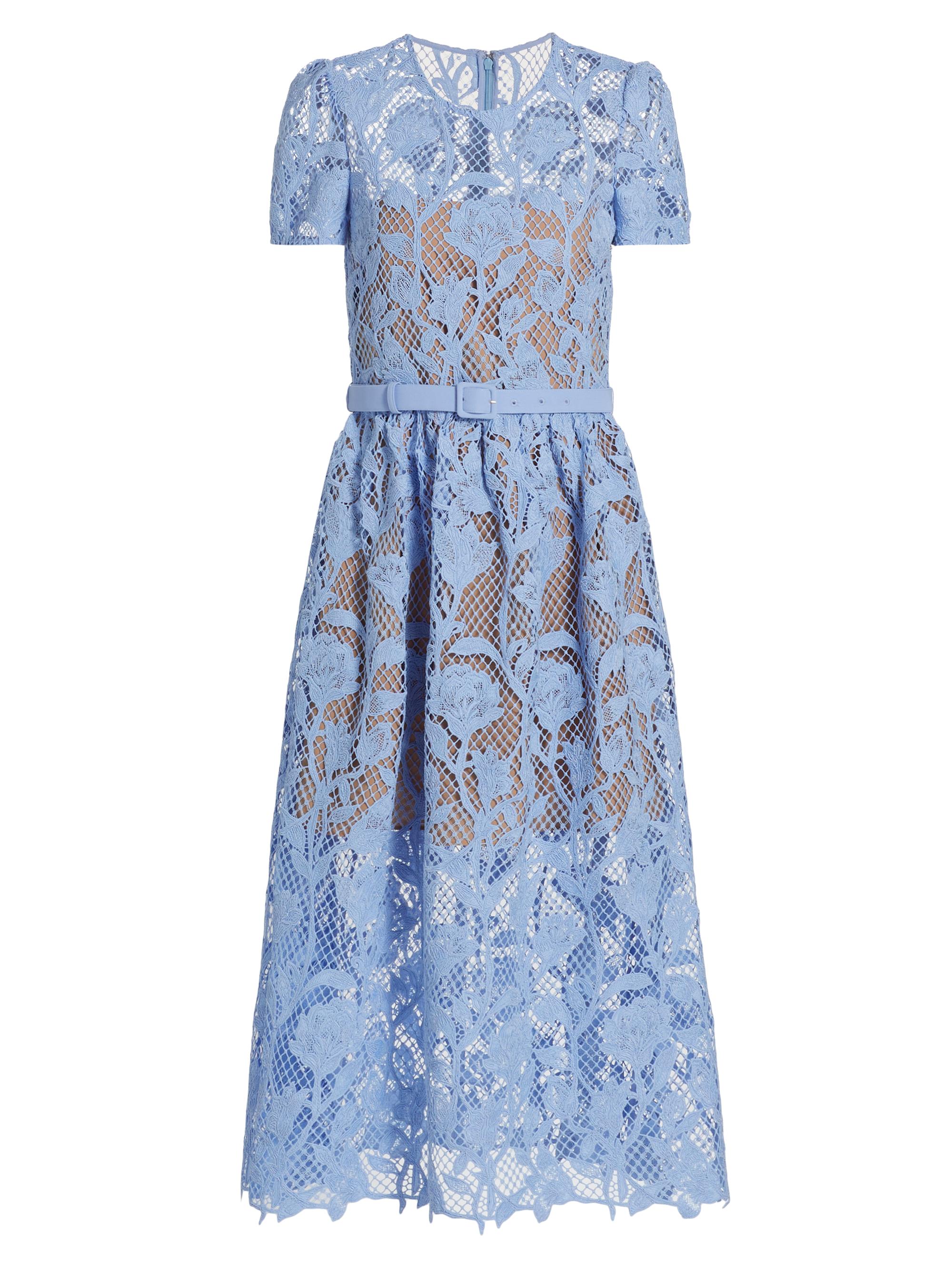 Self-Portrait Women's Lily Mesh Lace A-Line Midi-Dress - Blue