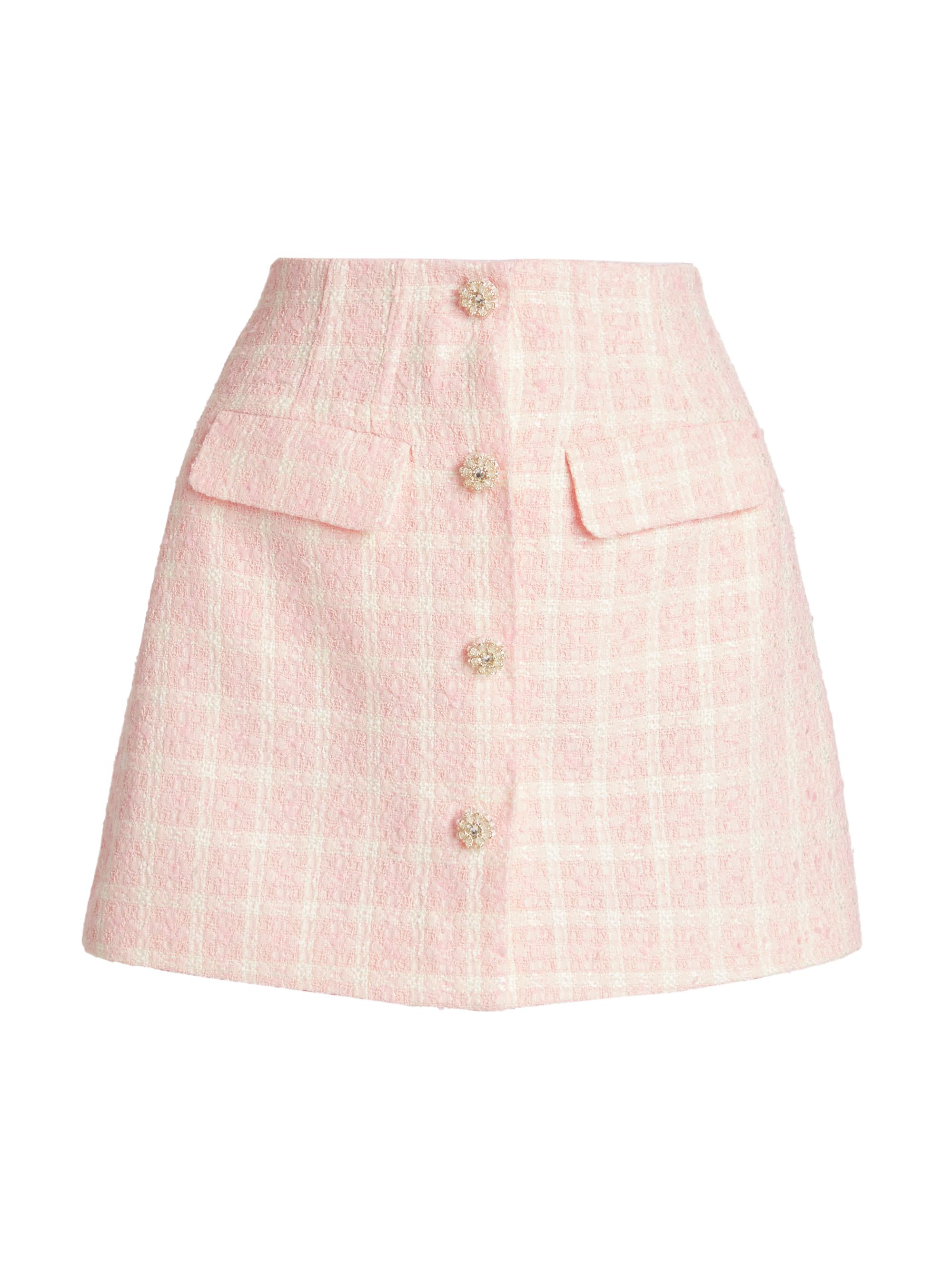 Self-Portrait Women's Bouclé Check Miniskirt - Pink