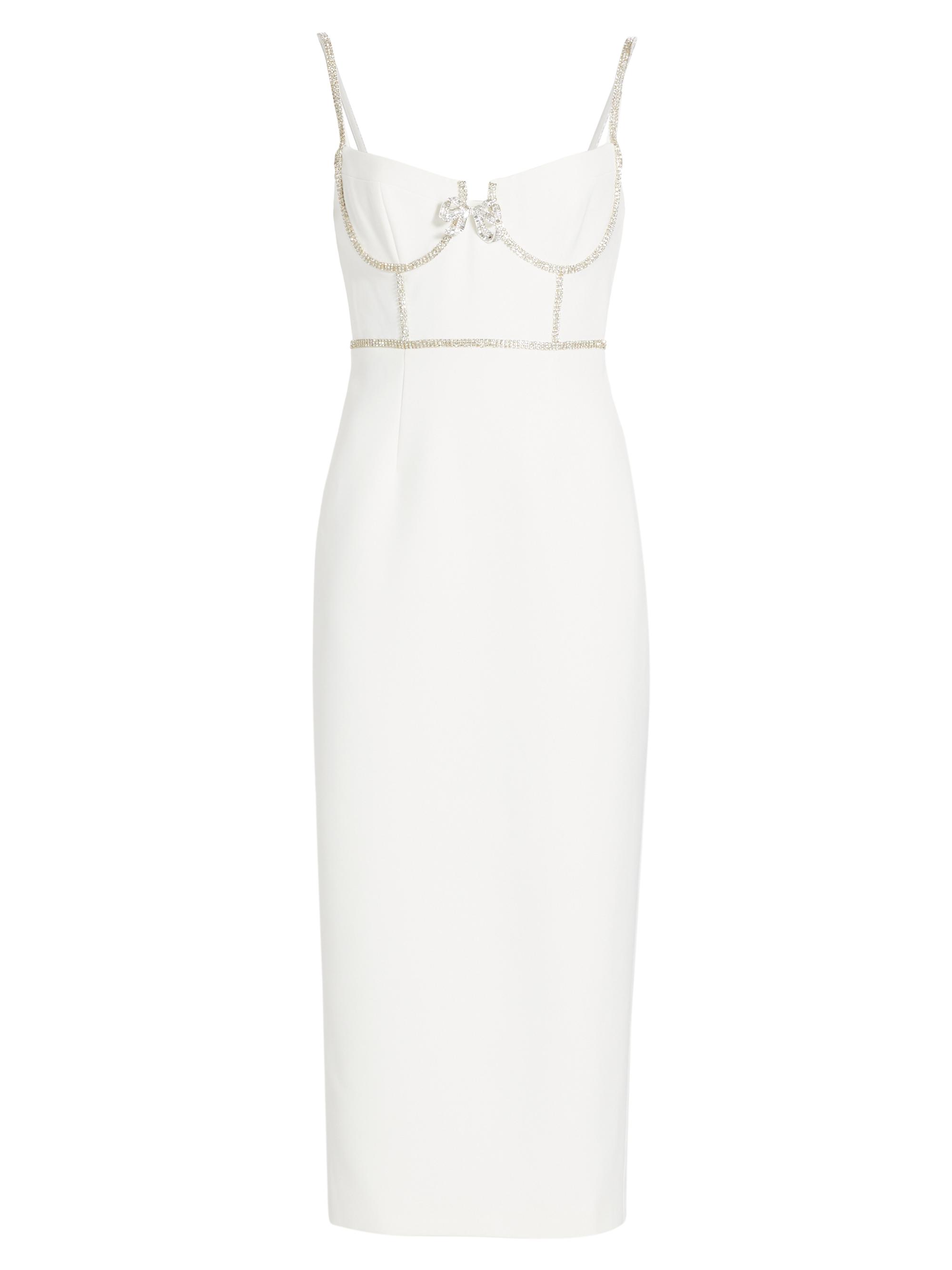 Self-Portrait Women's Embellished Bonded Crêpê Midi-Dress - White