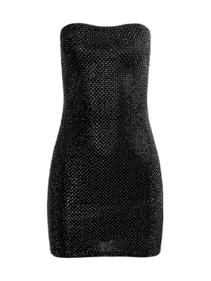 Alice + Olivia Women's Leia Embellished Mesh Strapless Minidress - Black