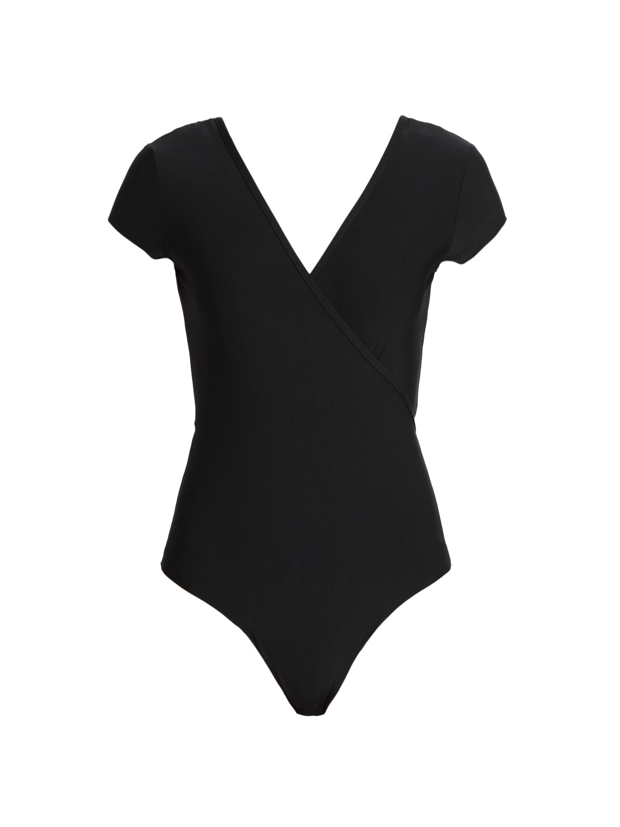 Commando Women's Butter Cap-Sleeve Wrap Bodysuit - Black