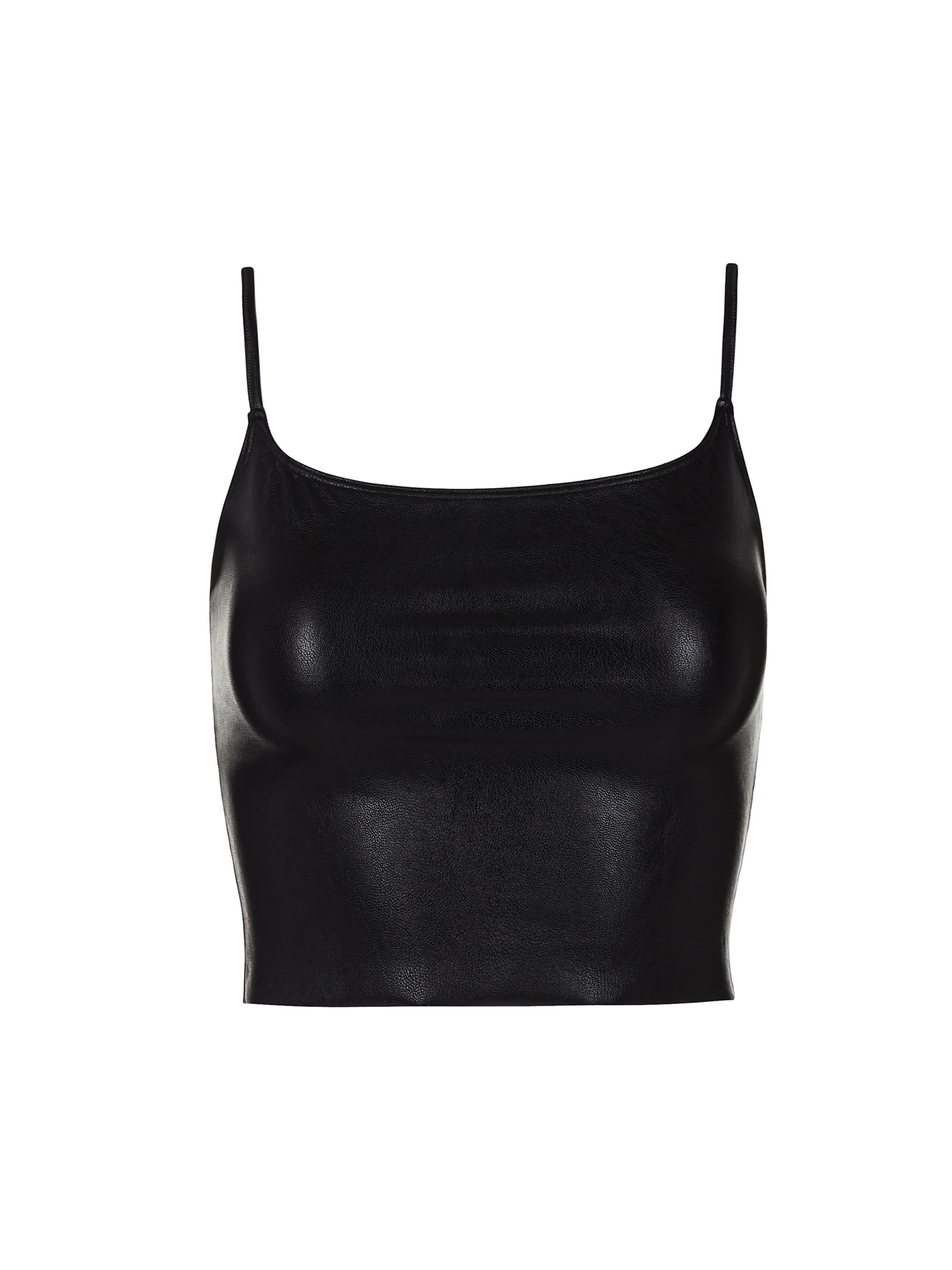 Commando Women's Faux Leather Cami Crop Top - Black