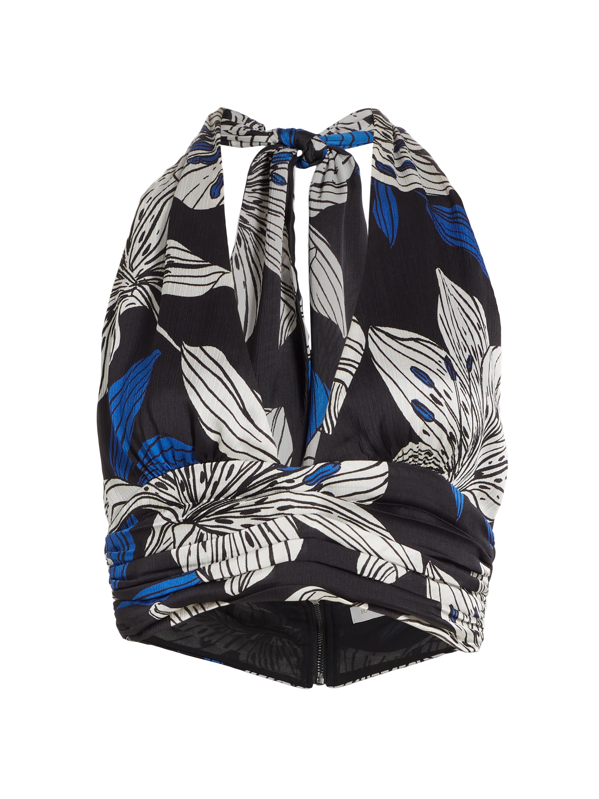 Ramy Brook Women's Milan Floral Halterneck Crop Top - Black Lily Print