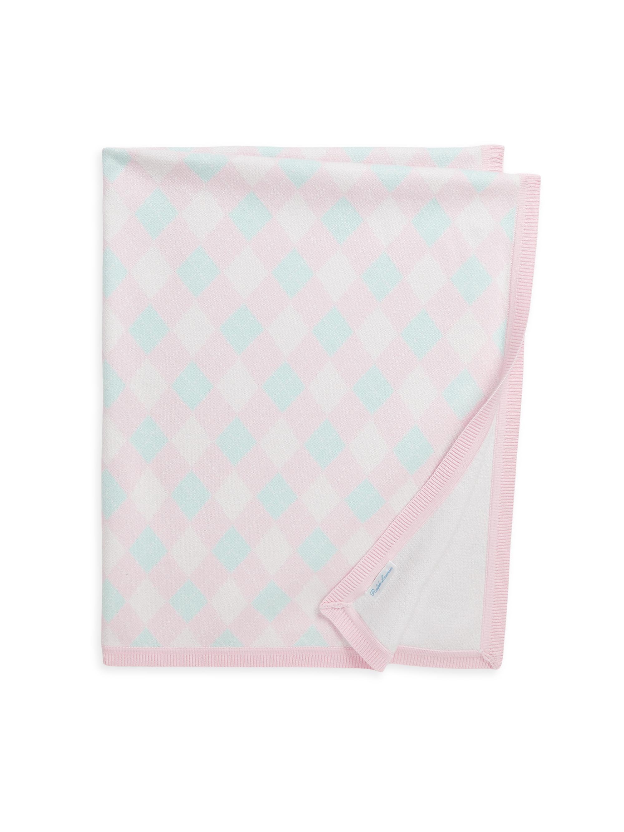 Polo Ralph Lauren Cotton Argyle Blanket - Pink Argyle