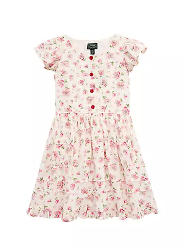 Little Girl's & Girl's Floral Ruffle-Trim Dress