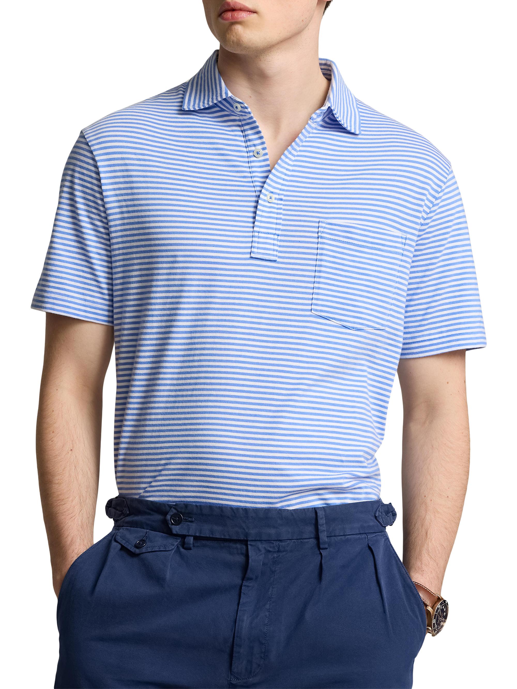 Polo Ralph Lauren Men's Striped Cotton Polo Shirt - Summer Blue White