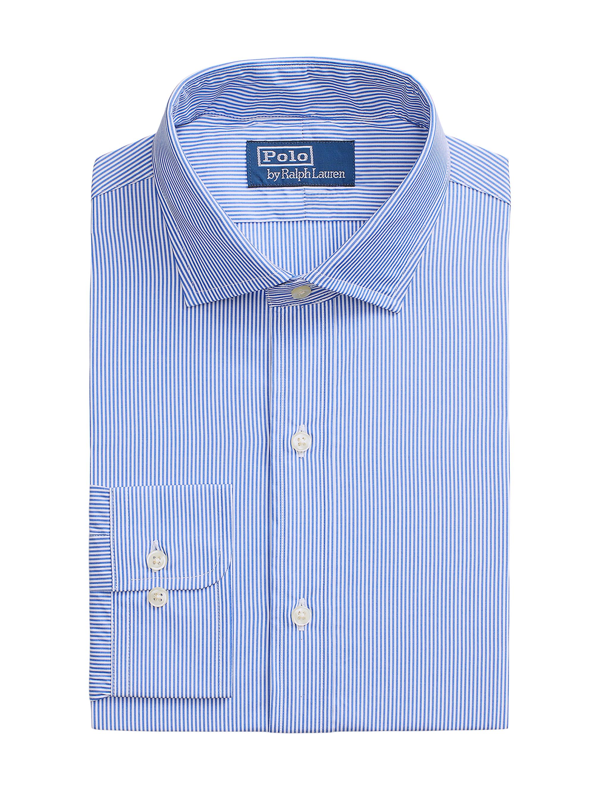 Polo Ralph Lauren Men's Cotton Dress Shirt - Carolina Blue White
