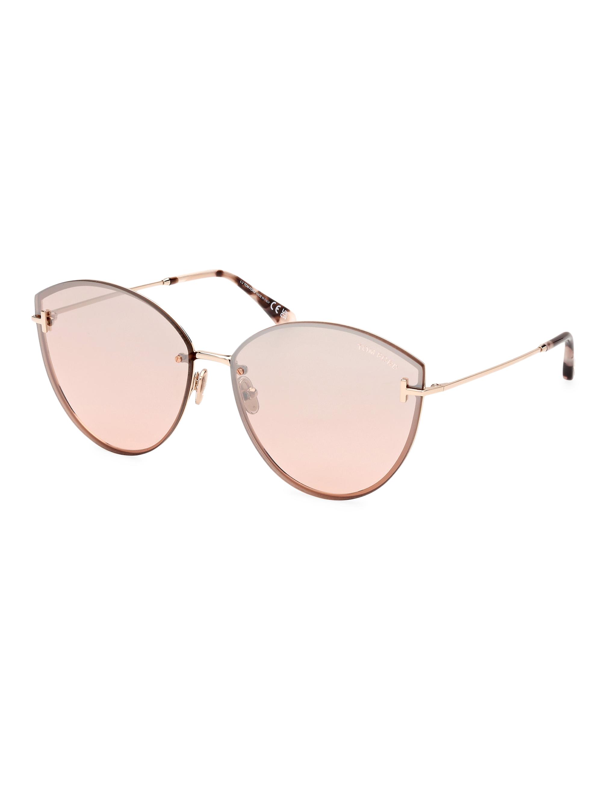 TOM FORD Women's Evangeline 63MM Cat-Eye Sunglasses - Rose Gold Havana Peach Mirror