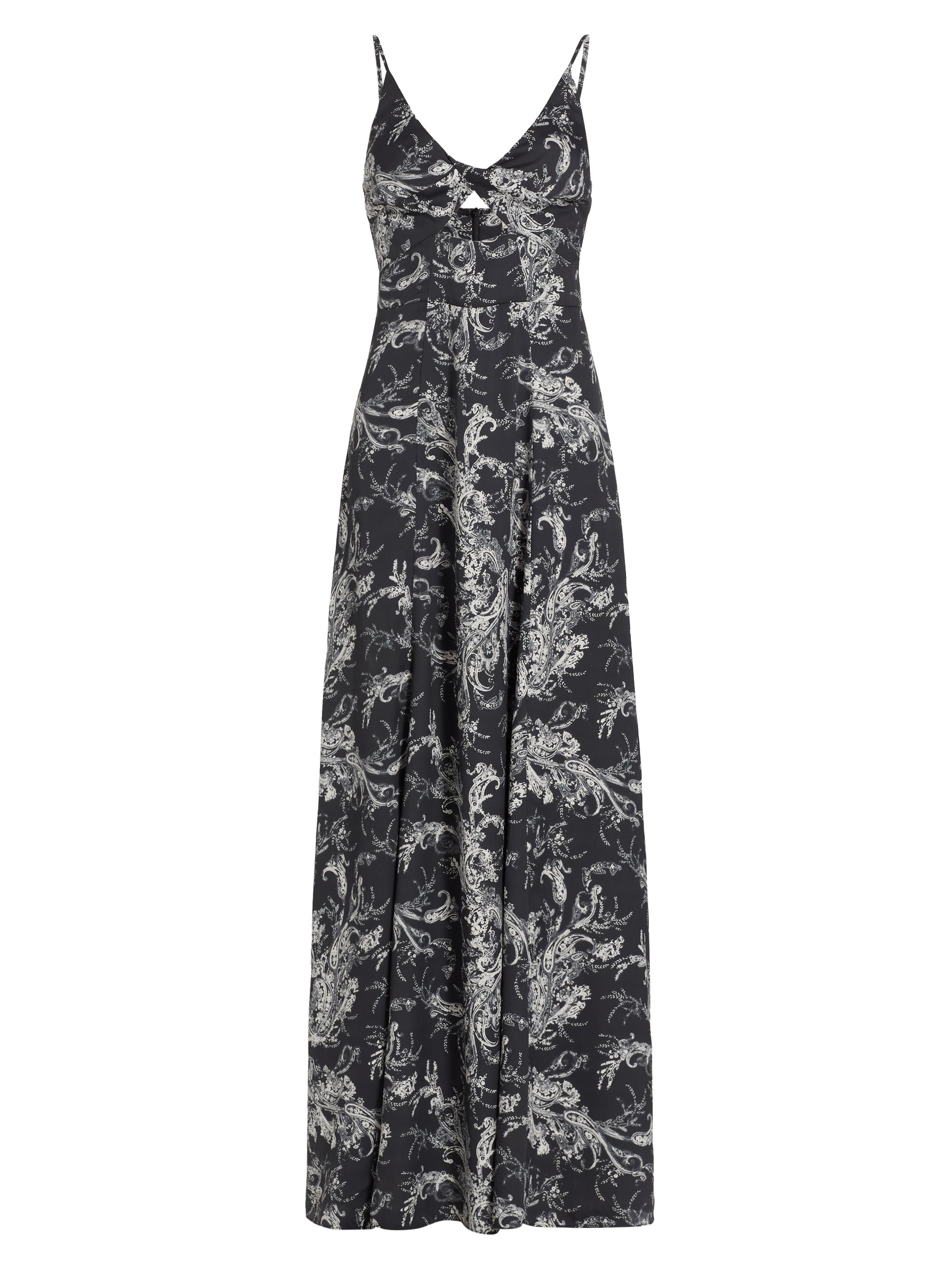 L'AGENCE Women's Porter Paisley Satin Cut-Out Maxi Dress - Black Ecru Sketch Paisley