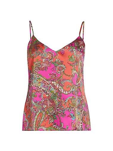 L'Agence Jane Silk Tank in Abstract Quartz and Animal Print