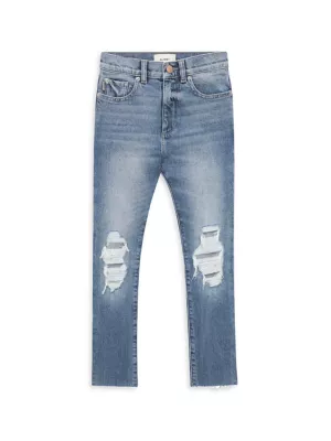 DL1961 KIDS frayed-cuff wide-leg jeans - White