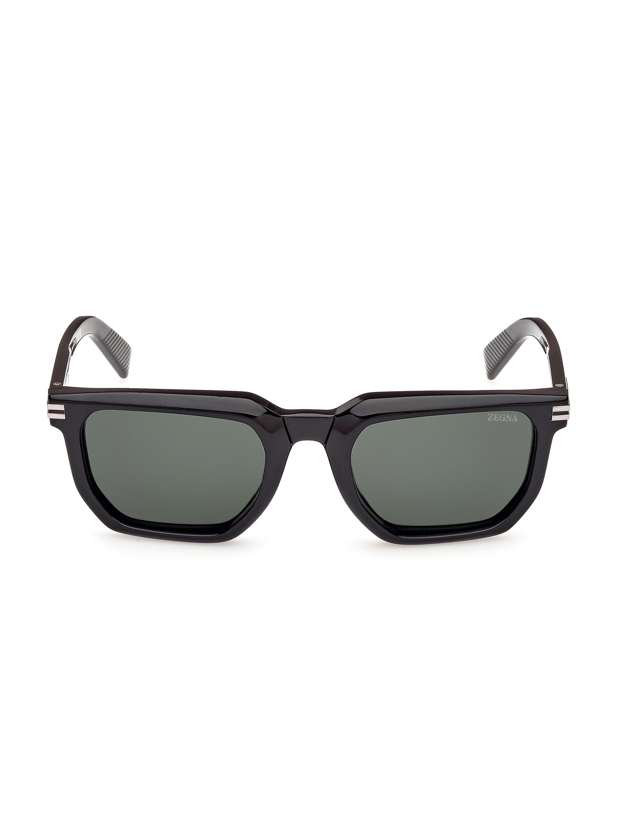 ZEGNA Men's 54MM Rectangular Sunglasses - Shiny Black Green