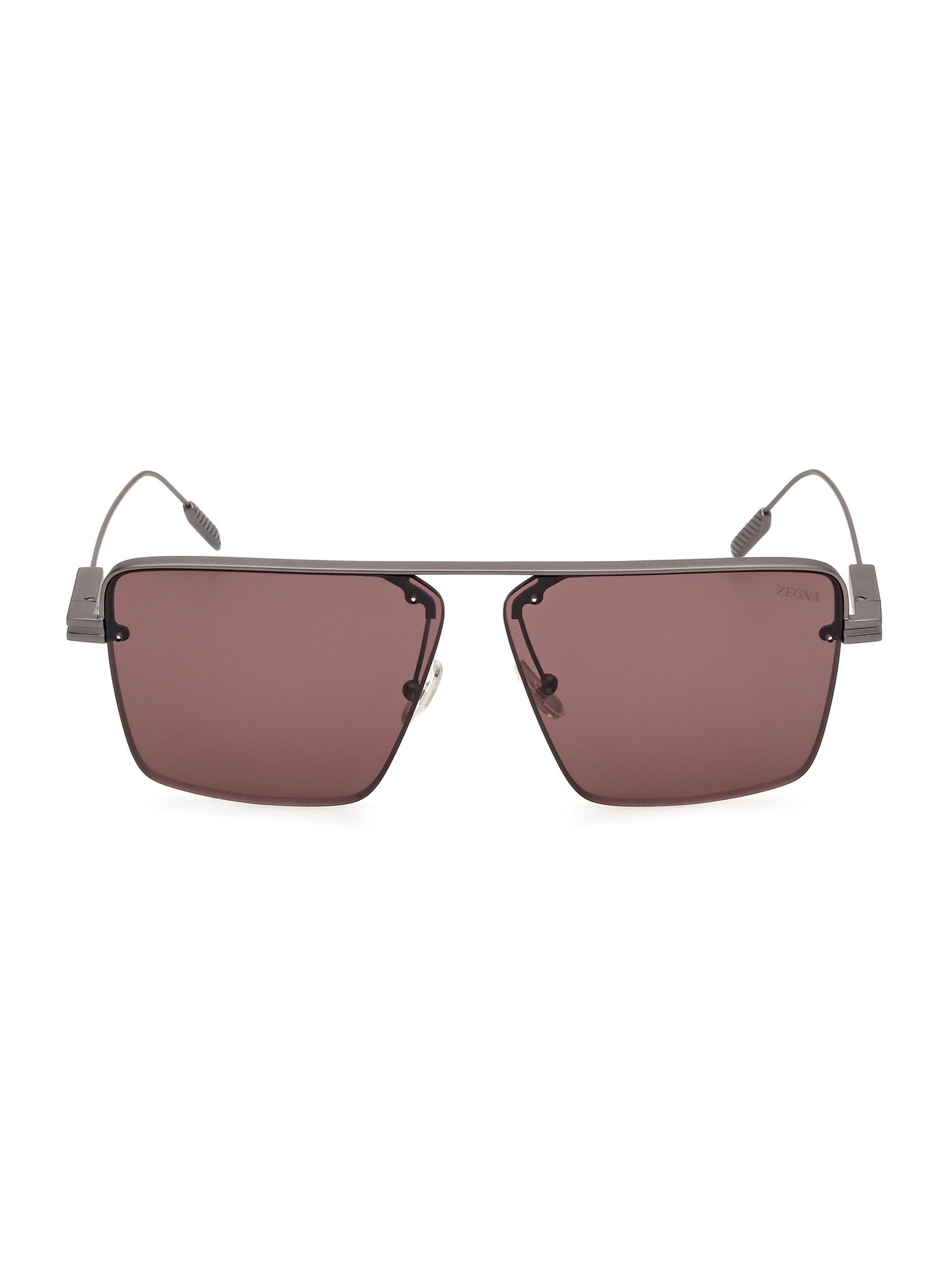 ZEGNA Men's 61MM Geometric Sunglasses - Matte Gunmetal Bordeaux