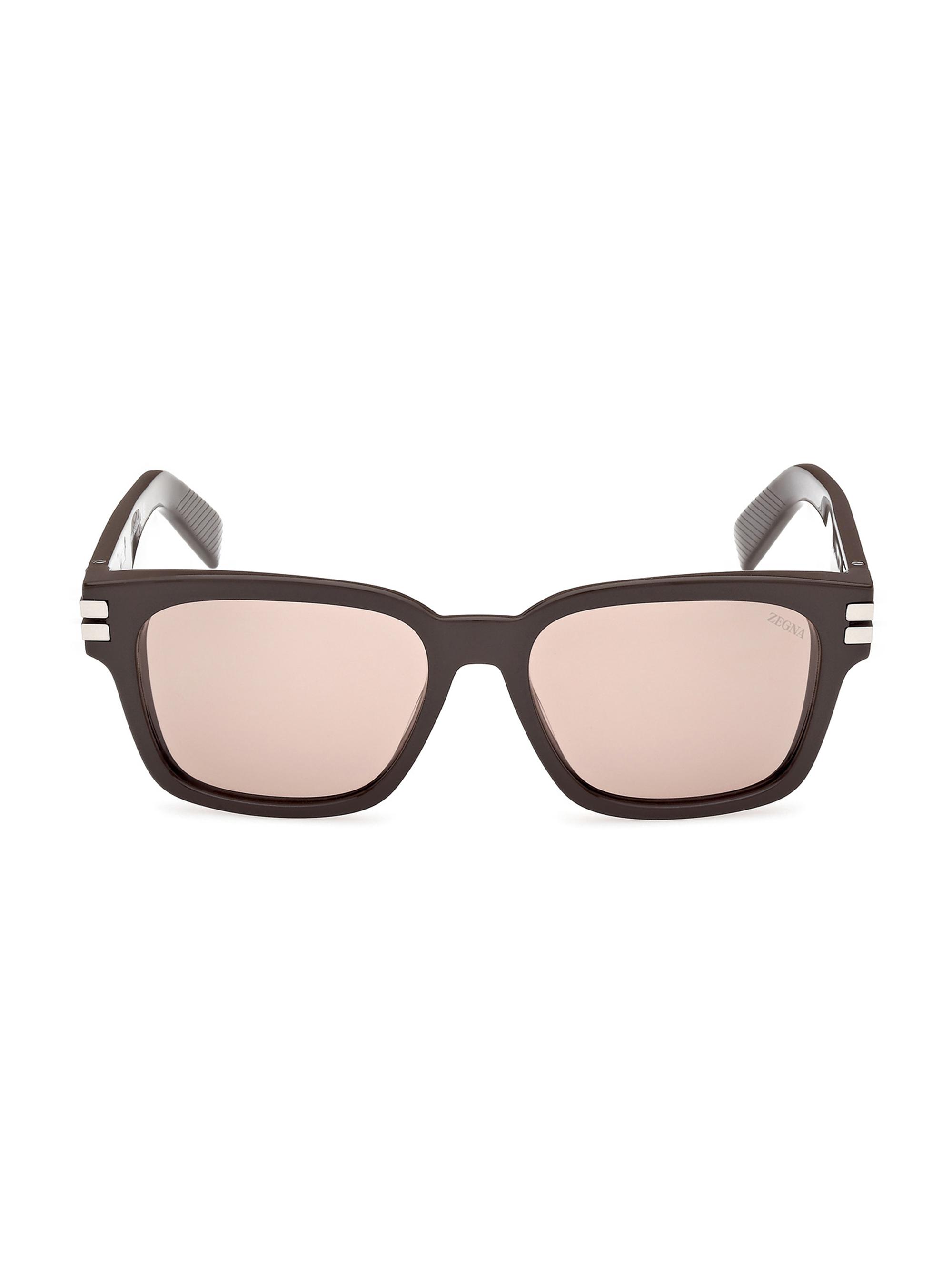 ZEGNA Men's 55MM Rectangular Sunglasses - Dark Brown Light Taupe