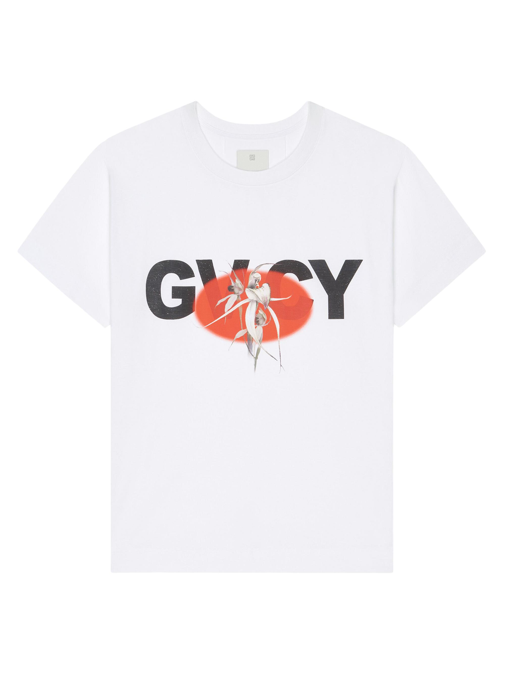 Givenchy Men's Boxy Fit T-Shirt in Cotton with Flower Print - White