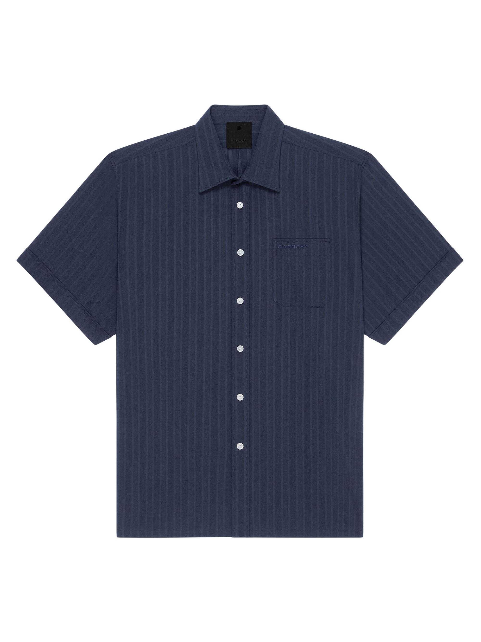 Givenchy Men's Shirt in Cotton Voile with Stripes - Navy Blue