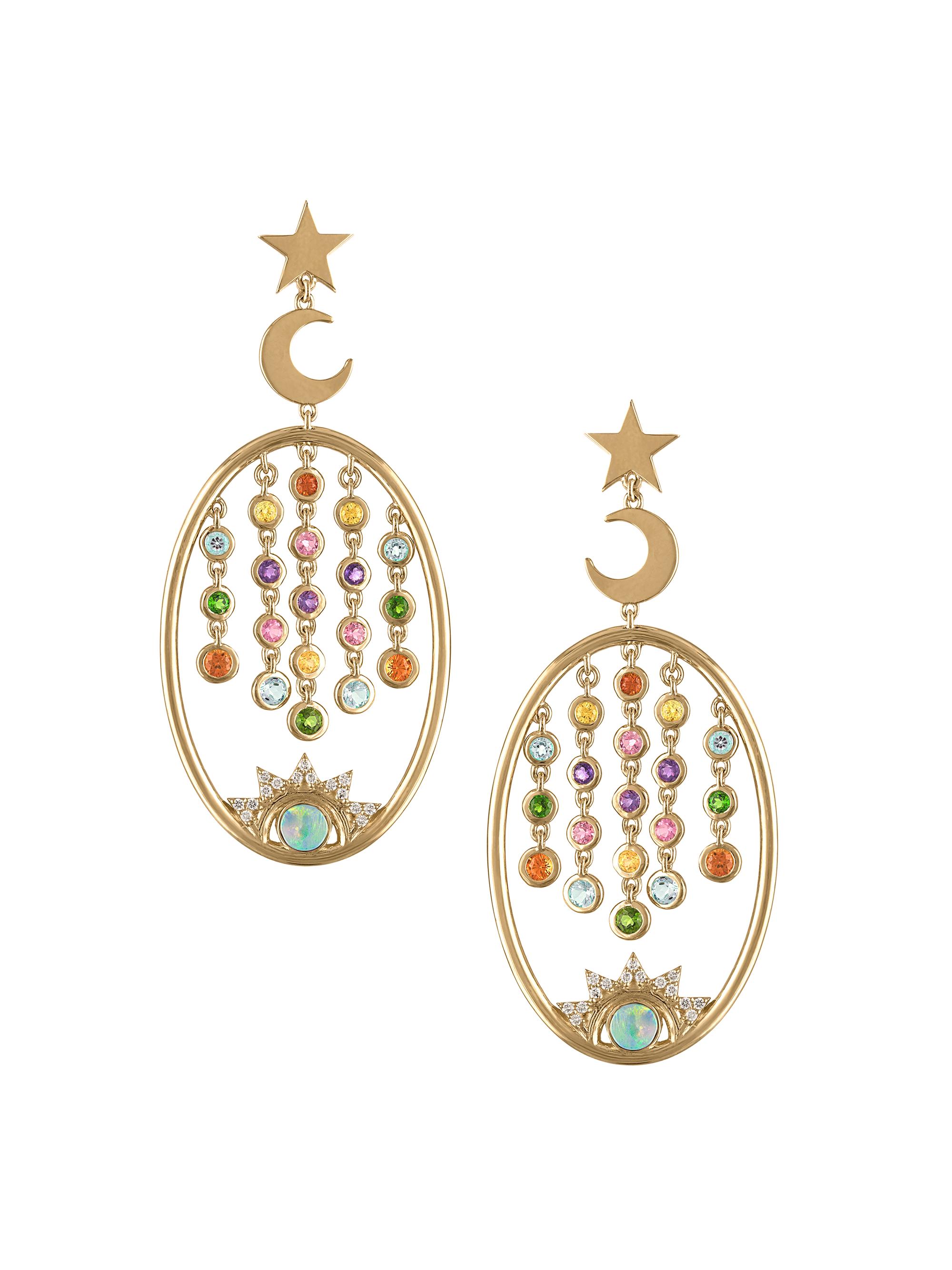 Eden Presley Women's Celeste Galaxy 14K Yellow Gold, Rainbow Sapphires & Opal Drop Earrings - Yellow Gold