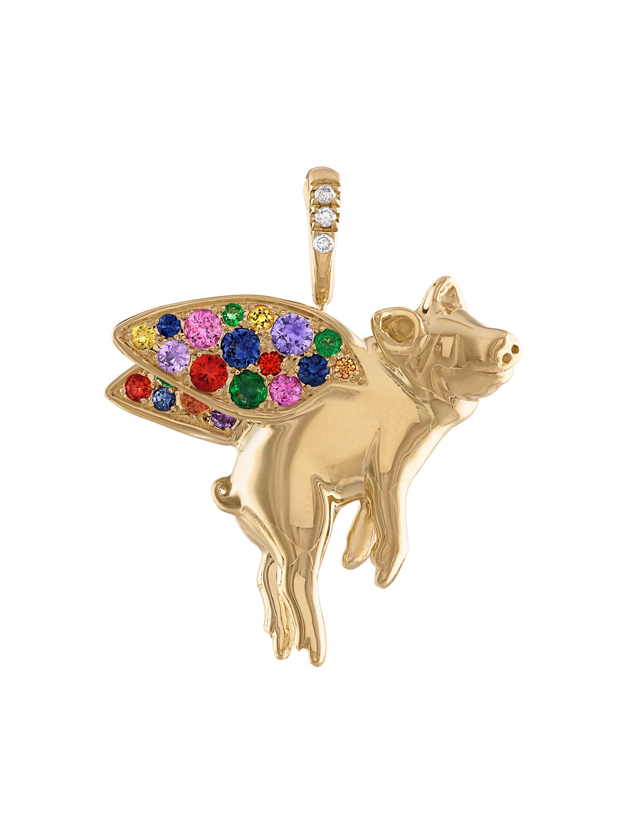 Eden Presley Women's Flora & Fauna Rainbow Believe In Love 14K Yellow Gold & Rainbow Sapphires Pendant - Yellow Gold
