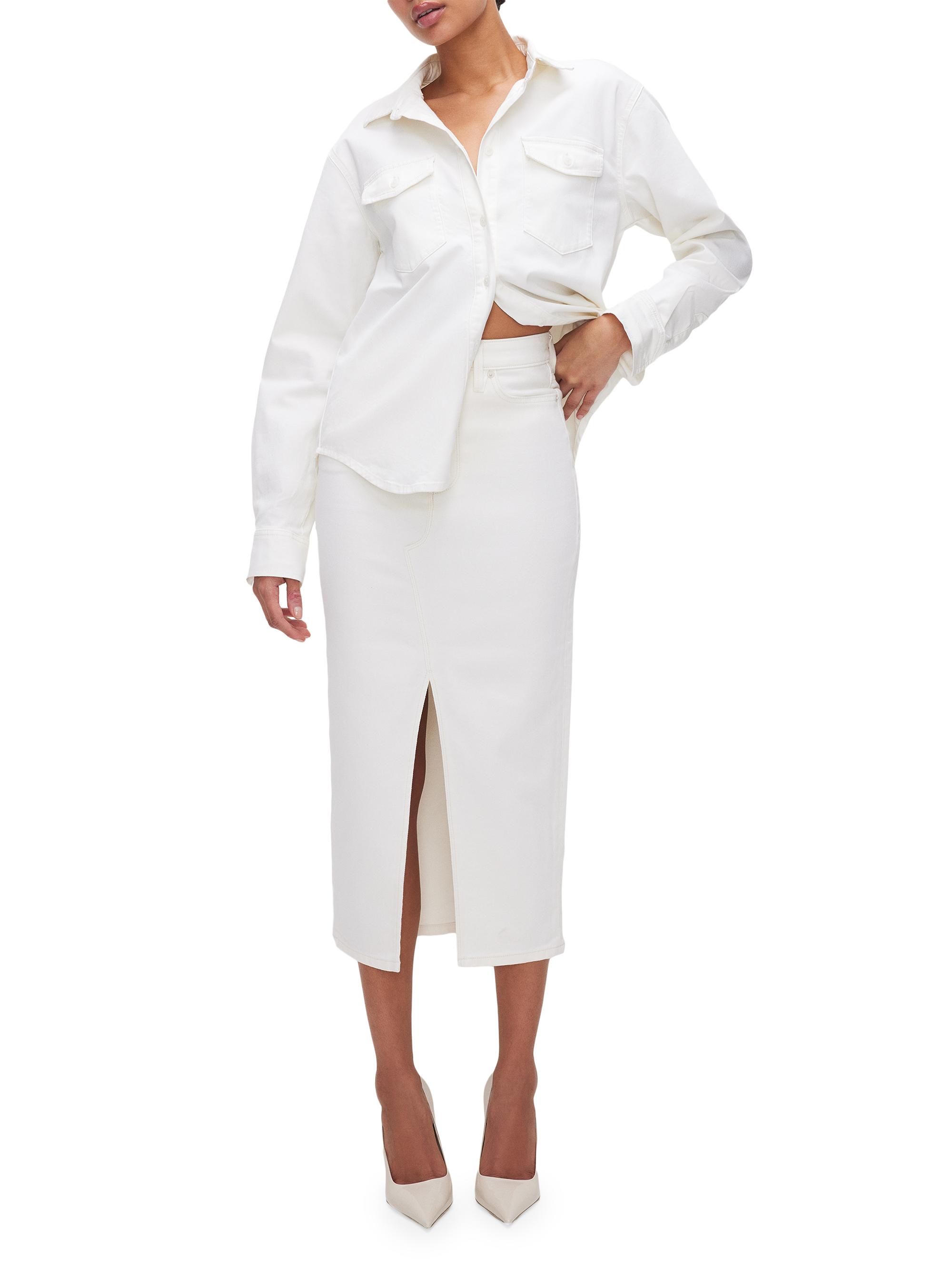 Good American Women's Relaxed Denim Shirt - Cloud White