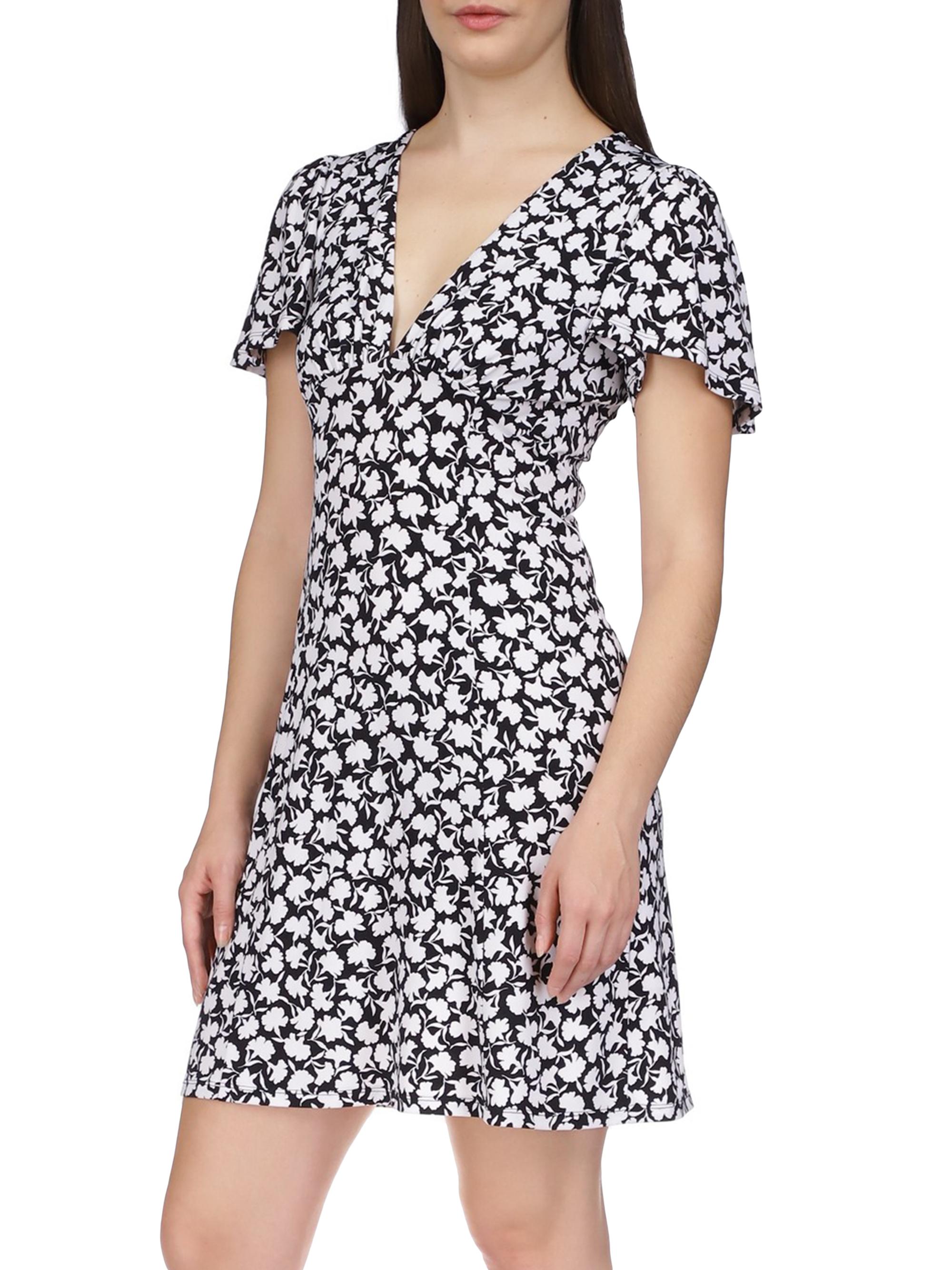 Shop MICHAEL Michael Kors Floral V-Neck Flutter Sleeve Minidress 