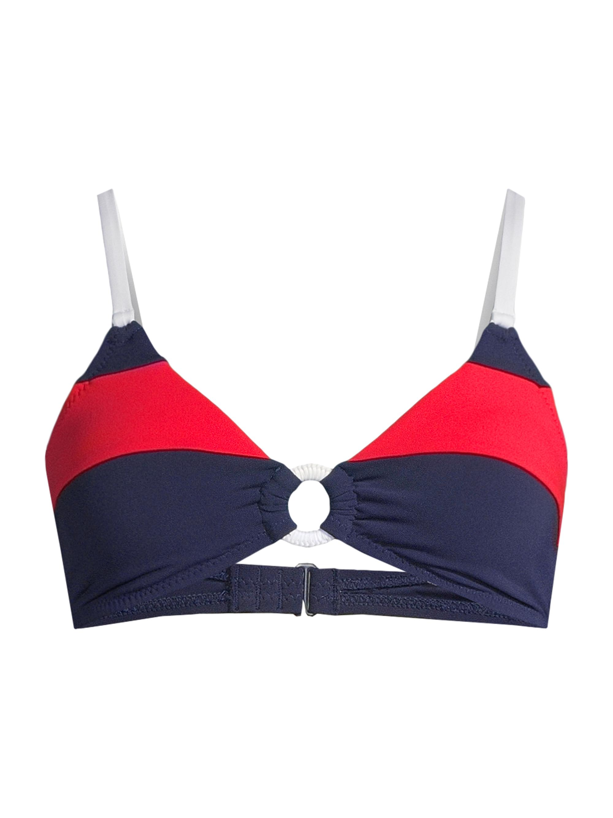Robin Piccone Women's Babe Striped Triangle Bikini Top - Navy Combo