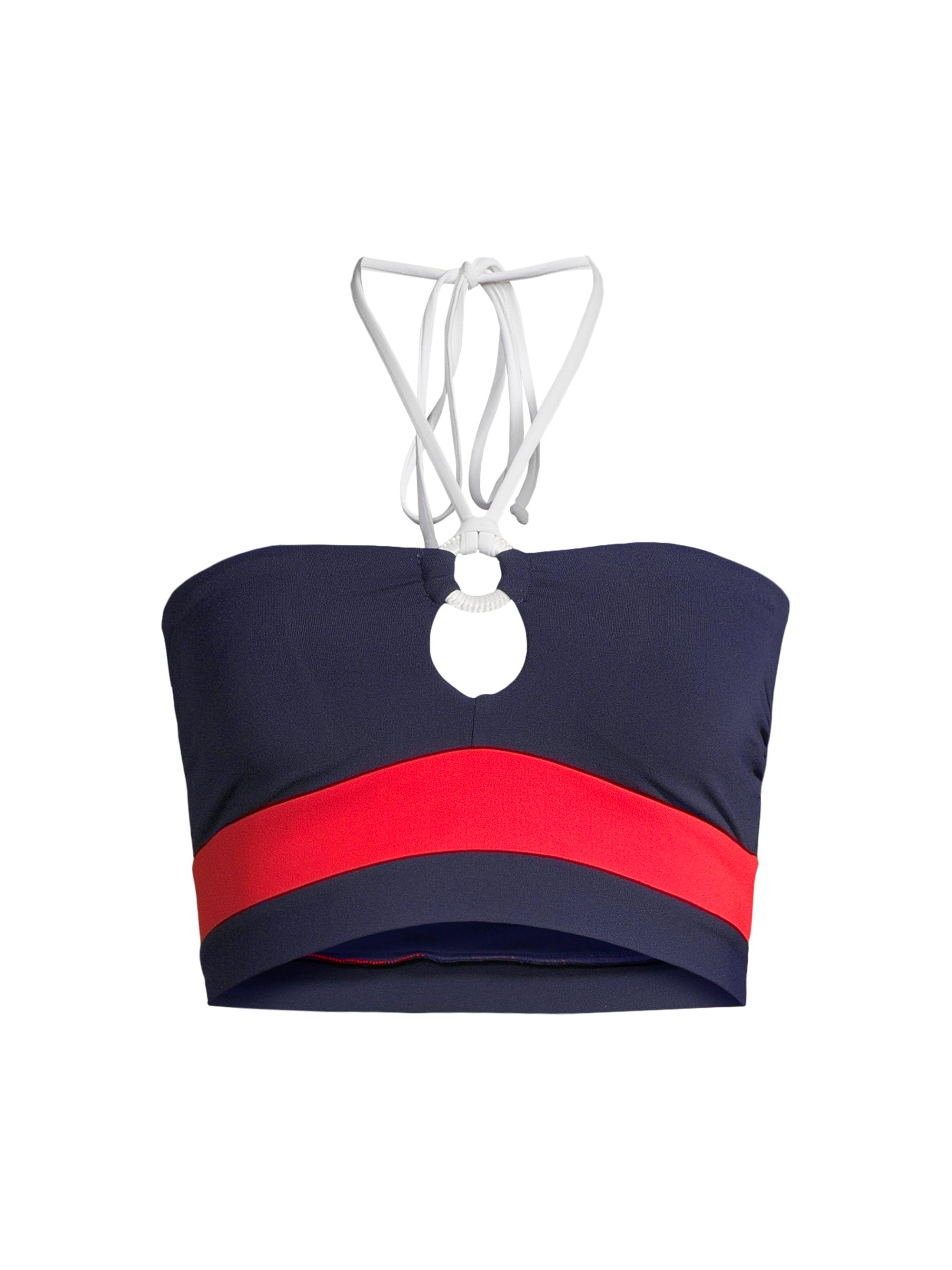 Robin Piccone Women's Babe Striped Bandeau Bikini Top - Navy Combo