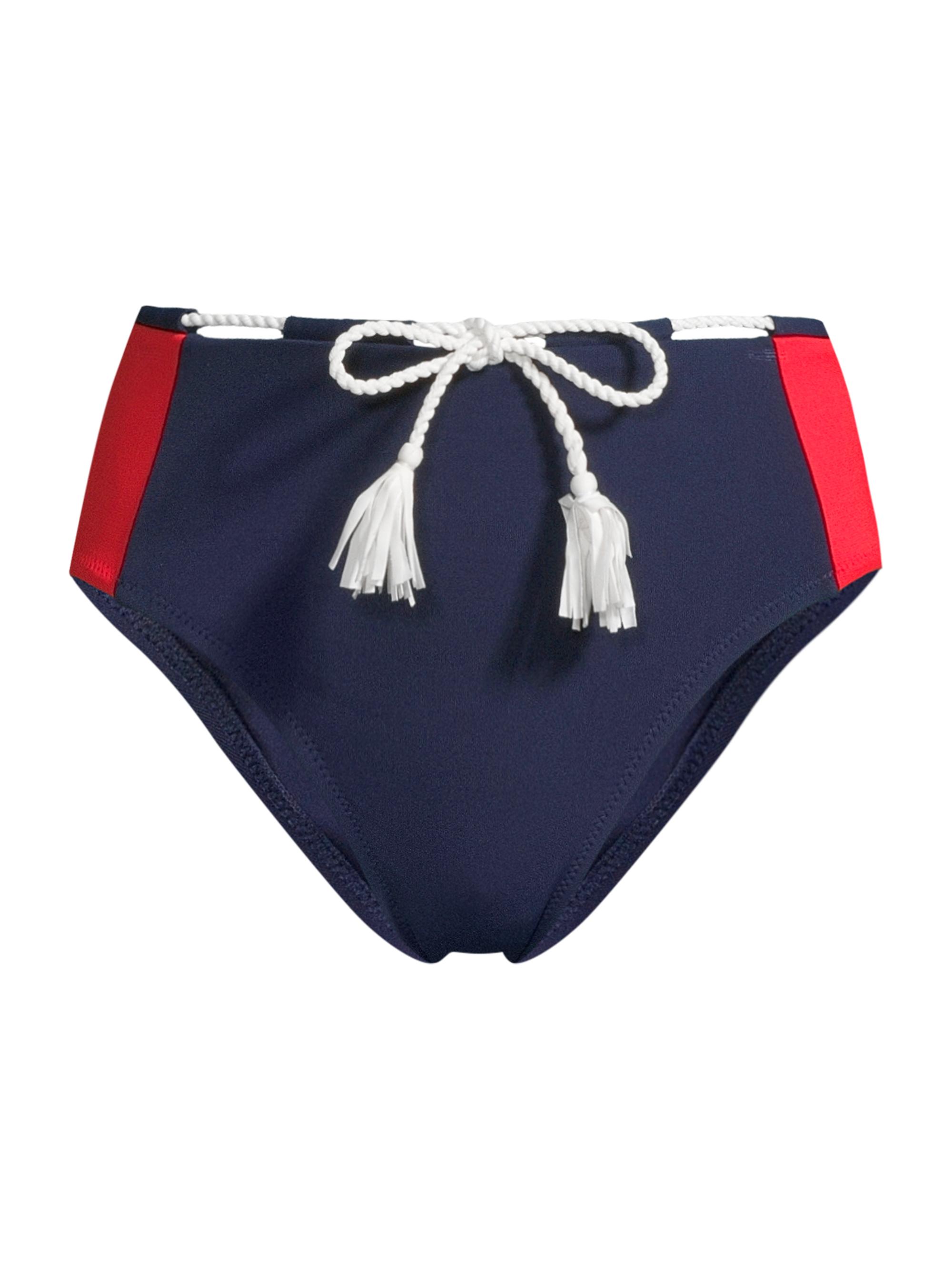 Robin Piccone Women's Babe Tie-Waist Bikini Bottom - Navy Combo