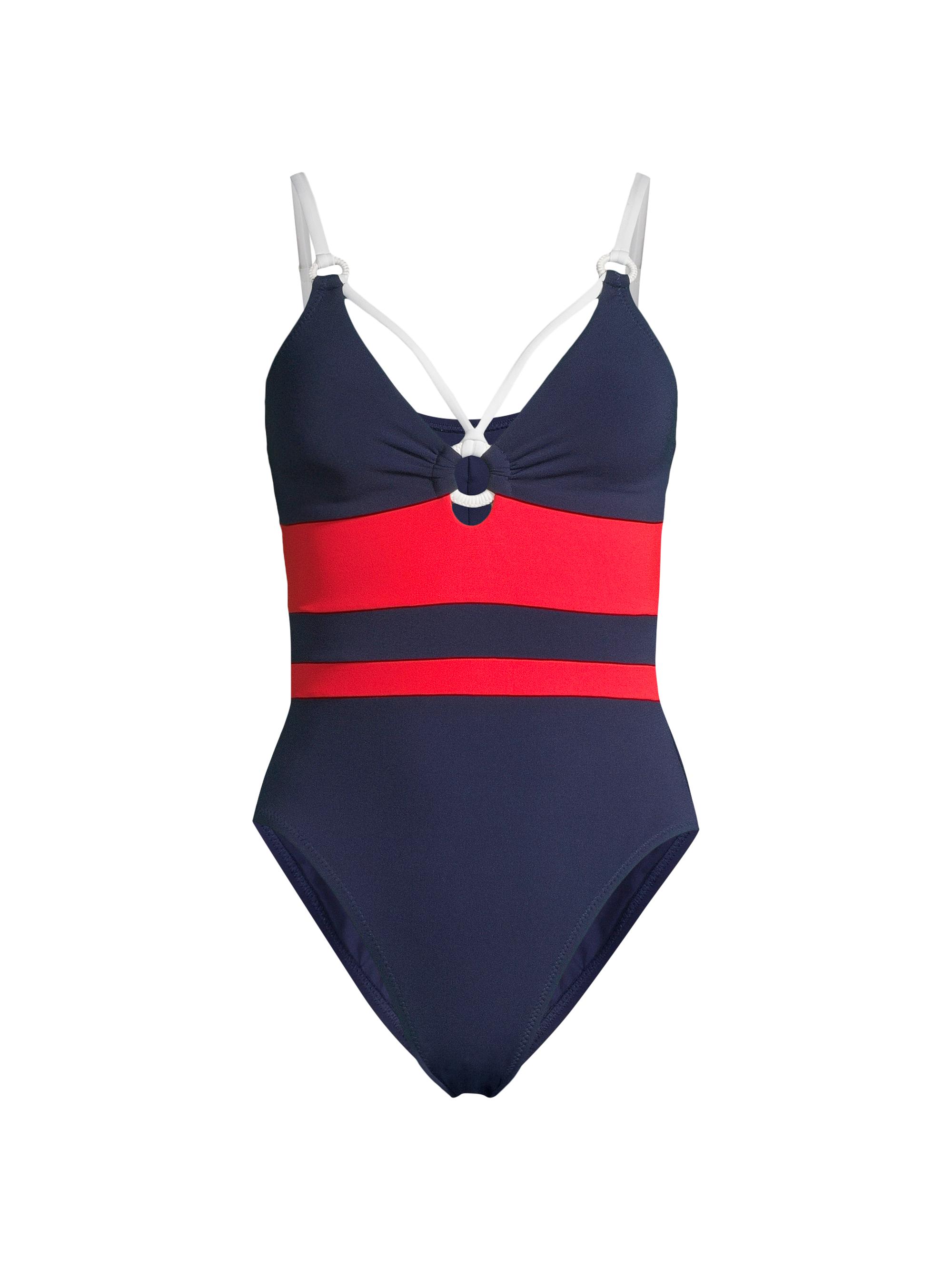 Robin Piccone Women's Babe Mio Striped One-Piece Swimsuit - Navy Combo