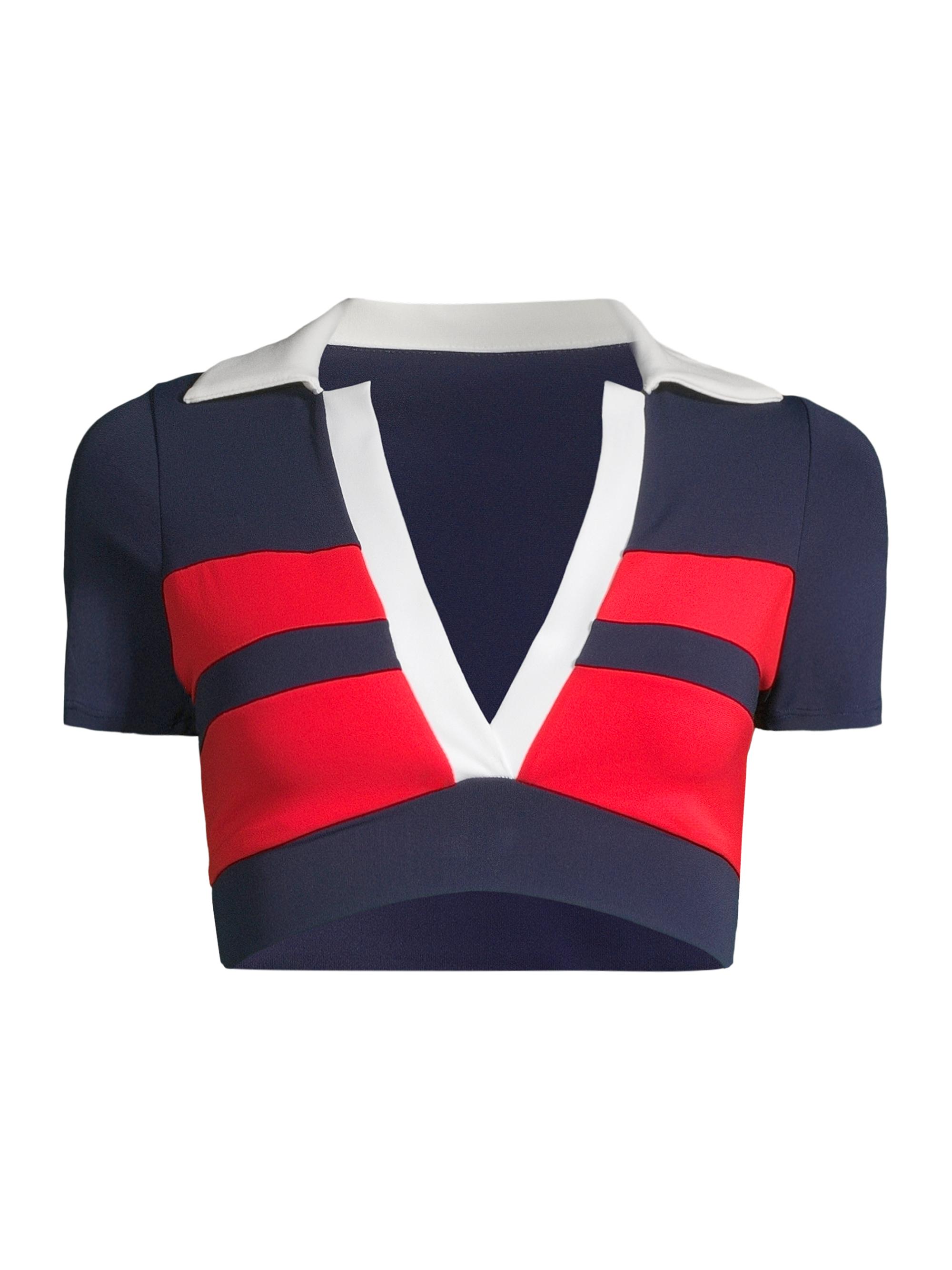 Robin Piccone Women's Babe T-Shirt Crop Bikini Top - Navy Combo