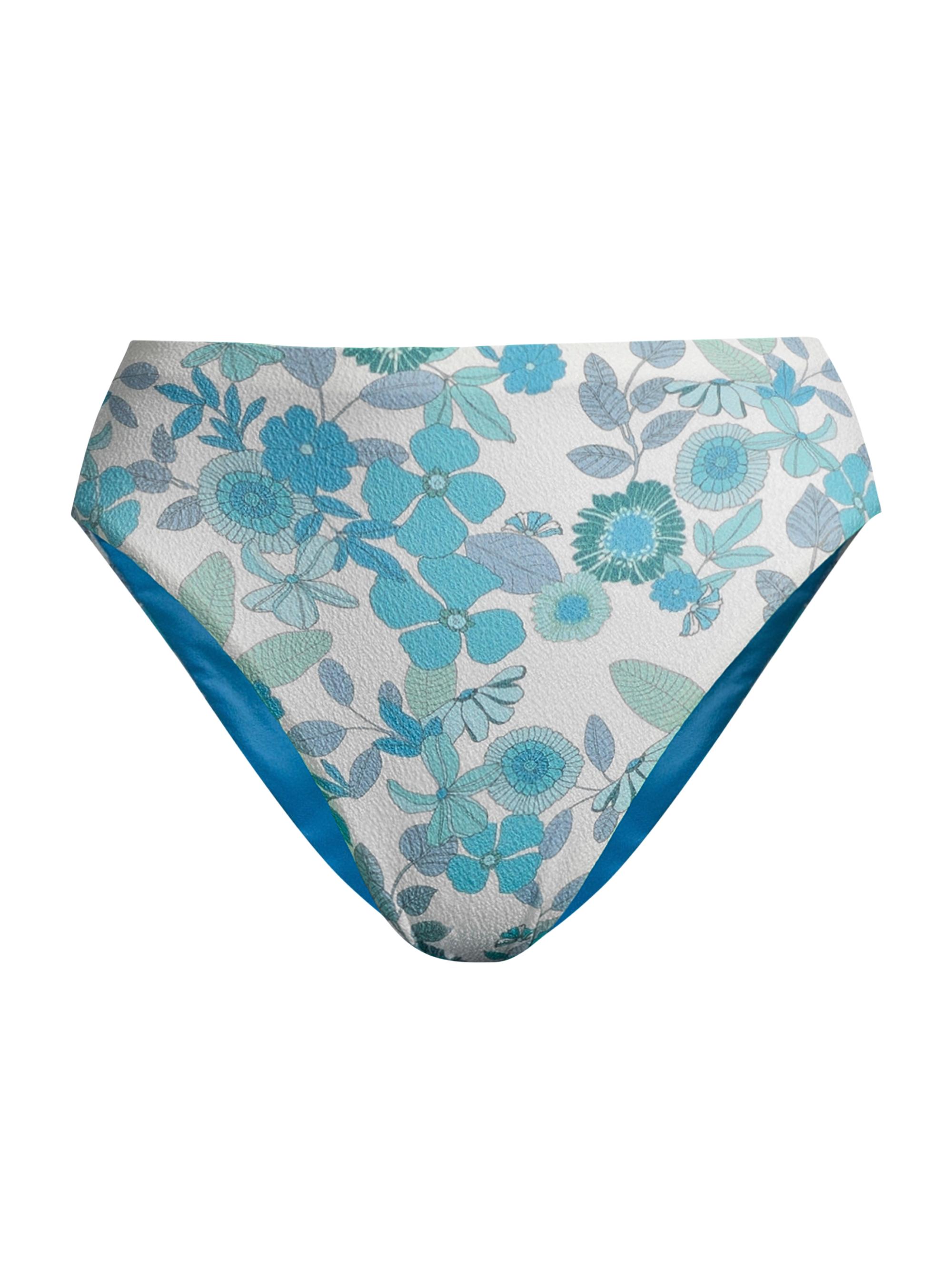 Robin Piccone Women's Nerissa Floral High-Waist Bikini Bottom - Blue Combo