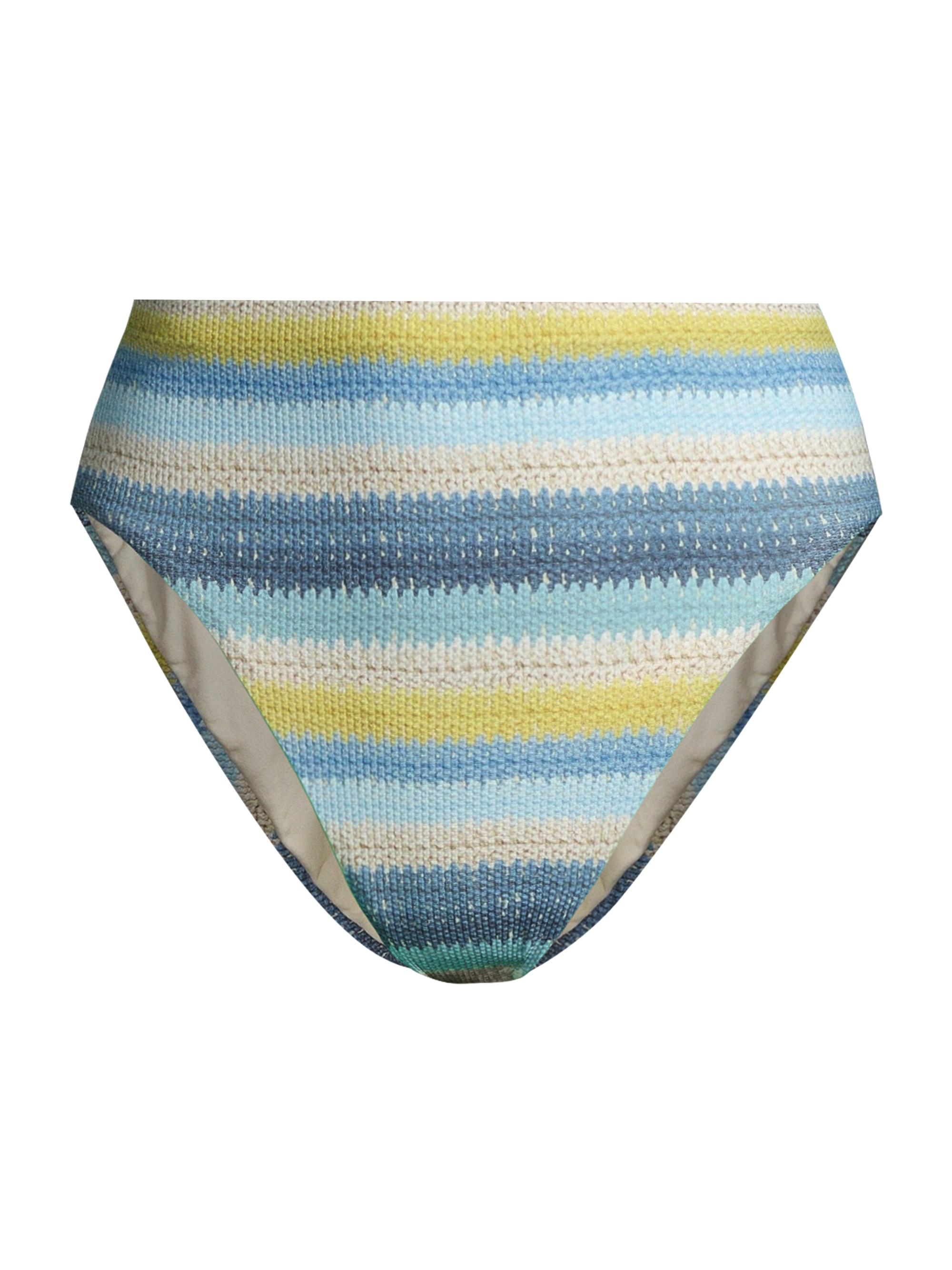 Robin Piccone Women's Lyra Striped High-Waist Bottom - Blue Honeydew