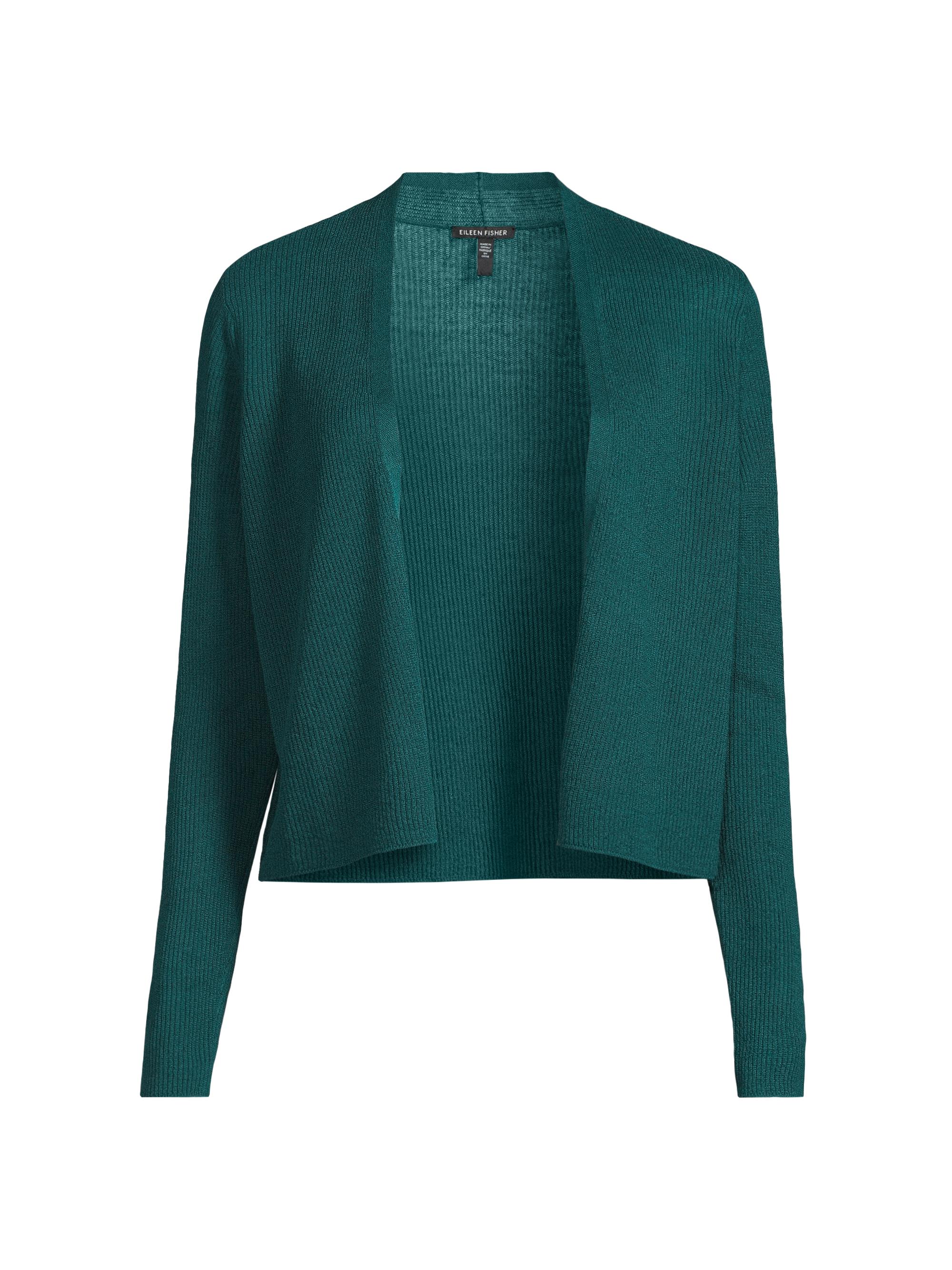 Eileen Fisher Women's Ribbed Linen-Cotton Cardigan - Aegean