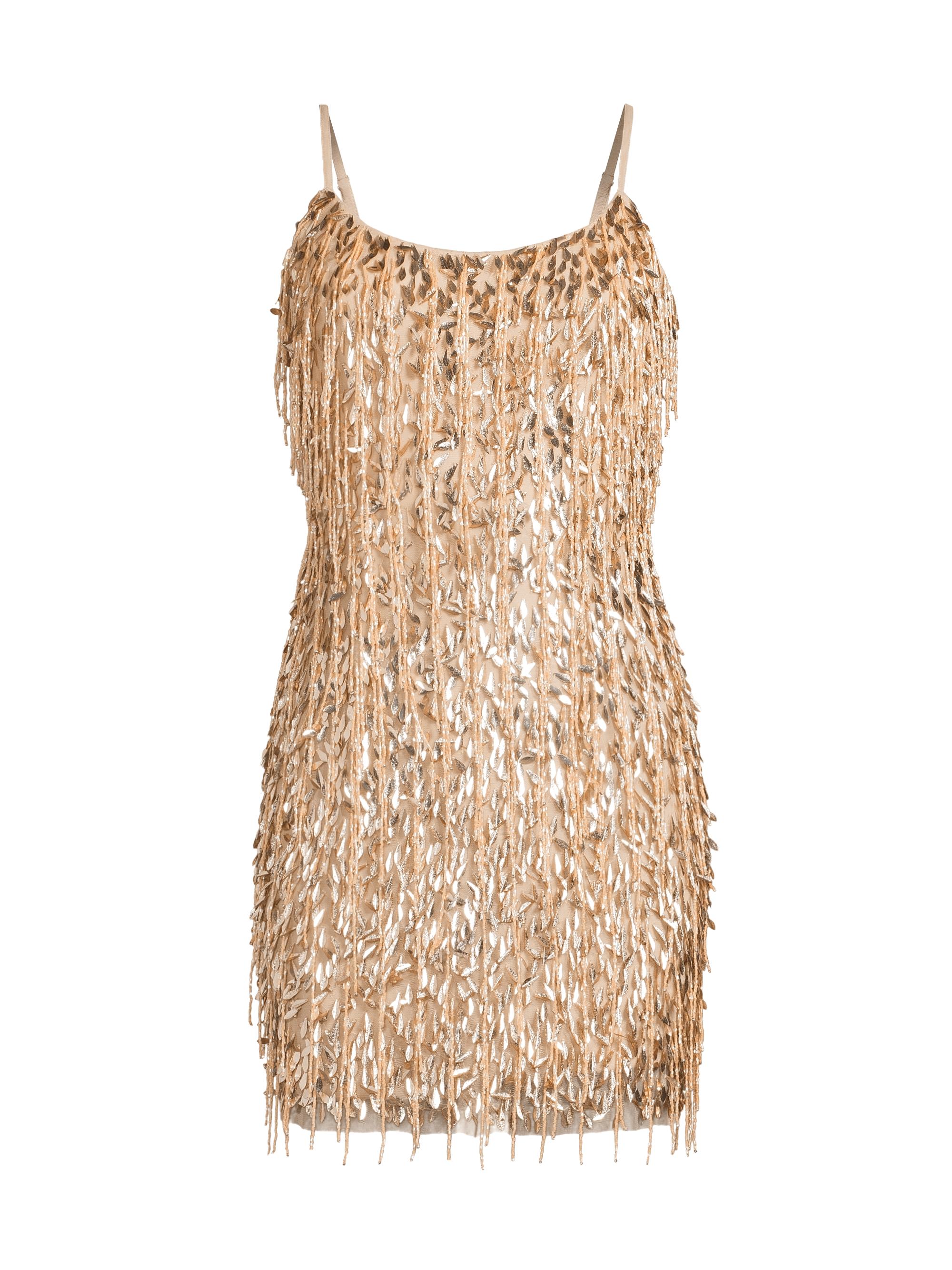 Liv Foster Women's Beaded Scoopneck Minidress - Light Gold