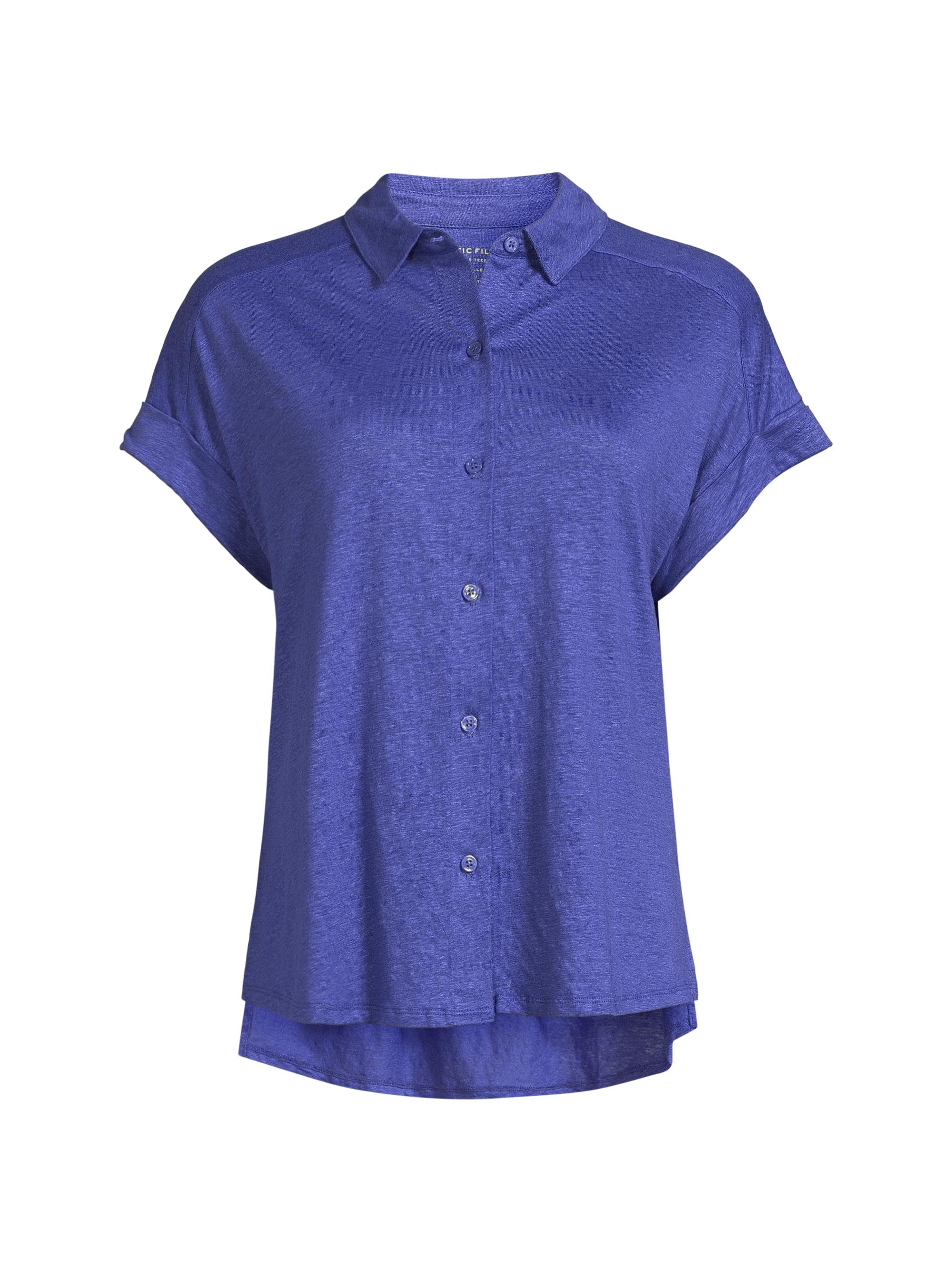 Majestic Filatures Women's Short-Sleeve Linen-Blend Shirt - Klein