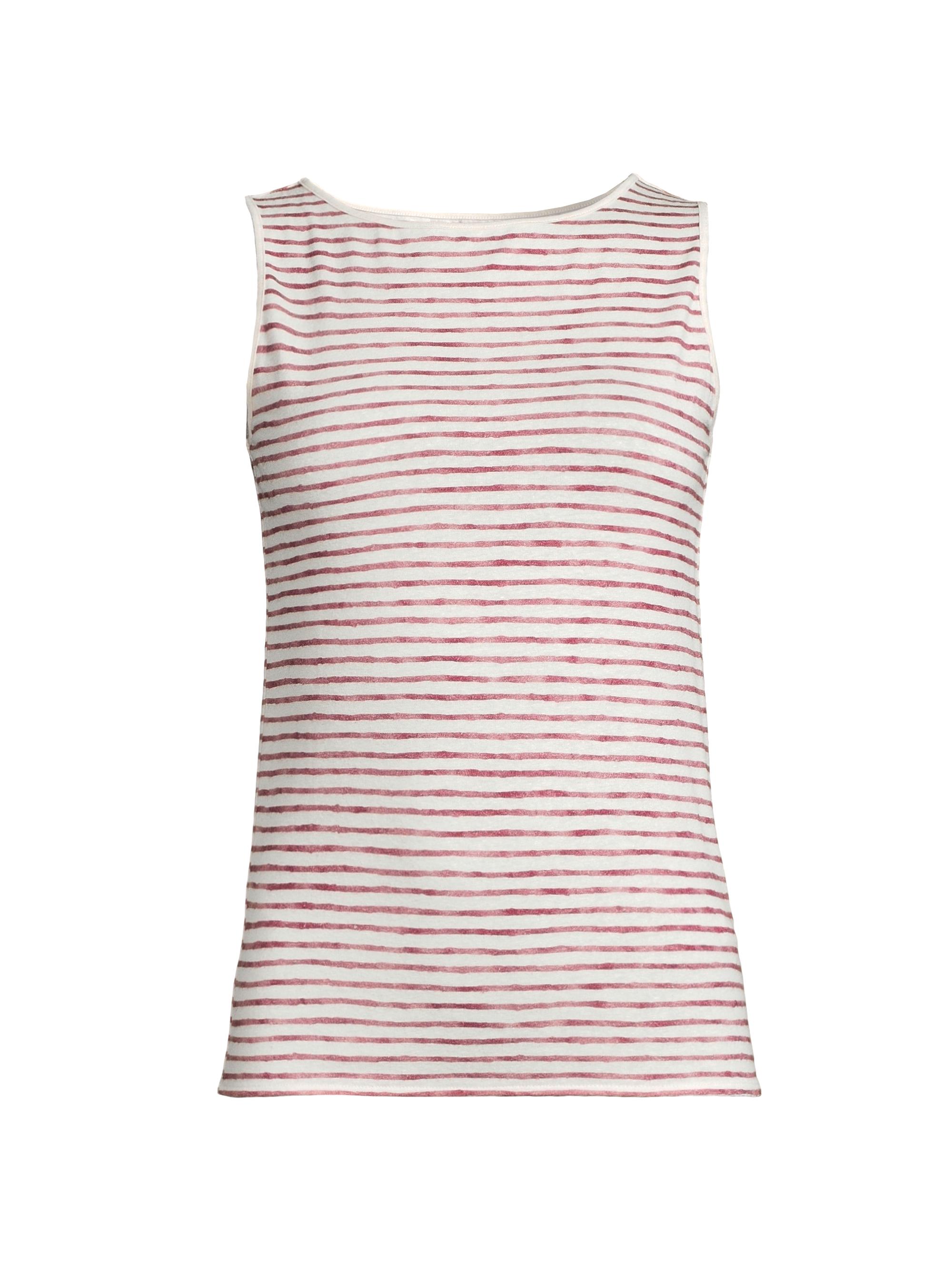 Majestic Filatures Women's Striped Linen-Blend Boatneck Tank - Goyave