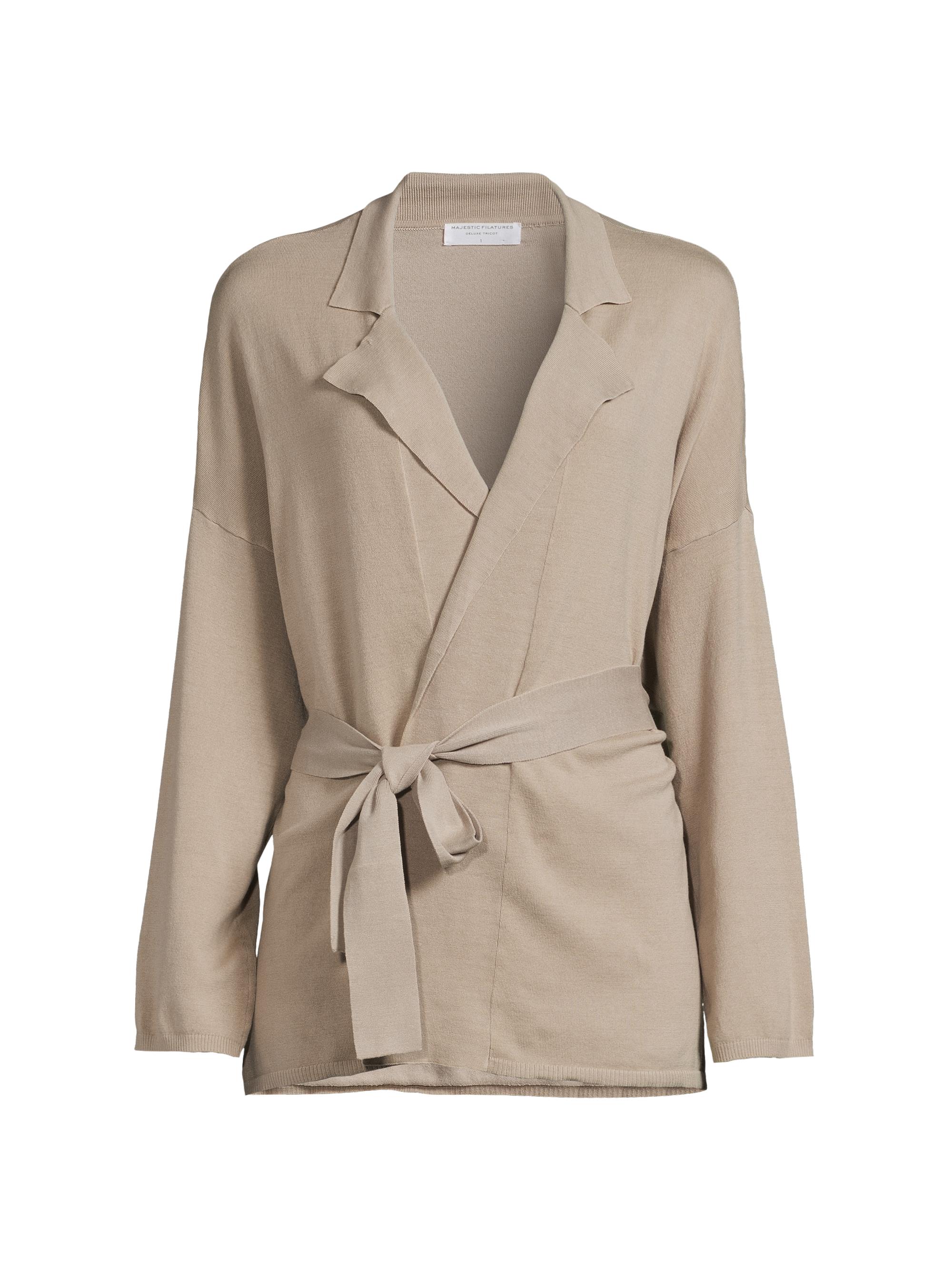 Majestic Filatures Women's Organic Cotton Wrap Knit Jacket - Desert