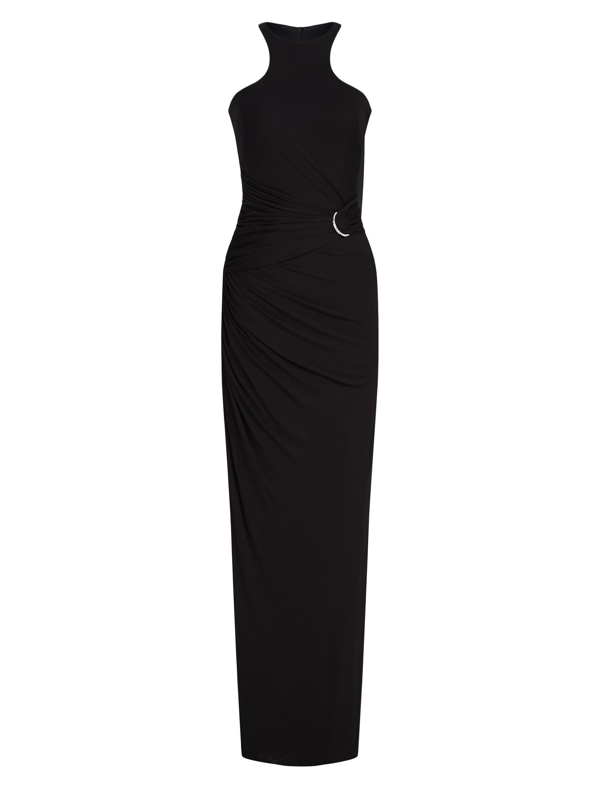 Halston Women's Lang Gathered Jersey Gown - Black
