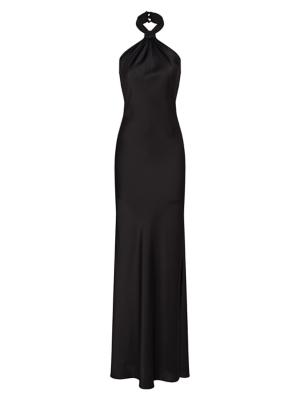 Halston Women's Emie Satin Halterneck Gown - Black
