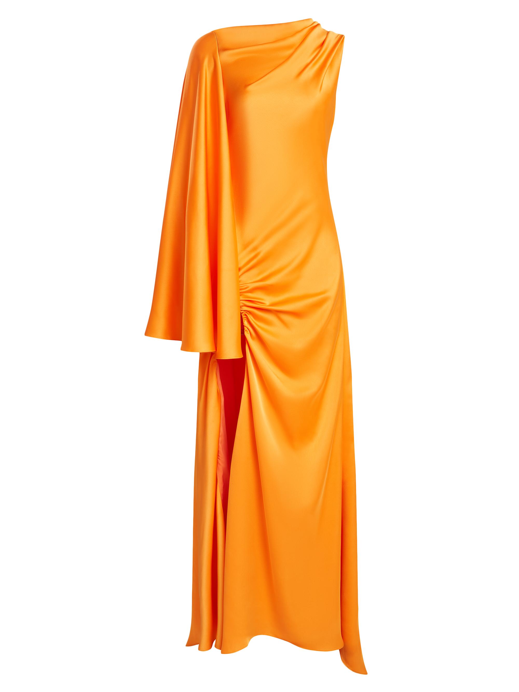 Halston Women's Keiana One-Shoulder Satin Gown - Tangerine