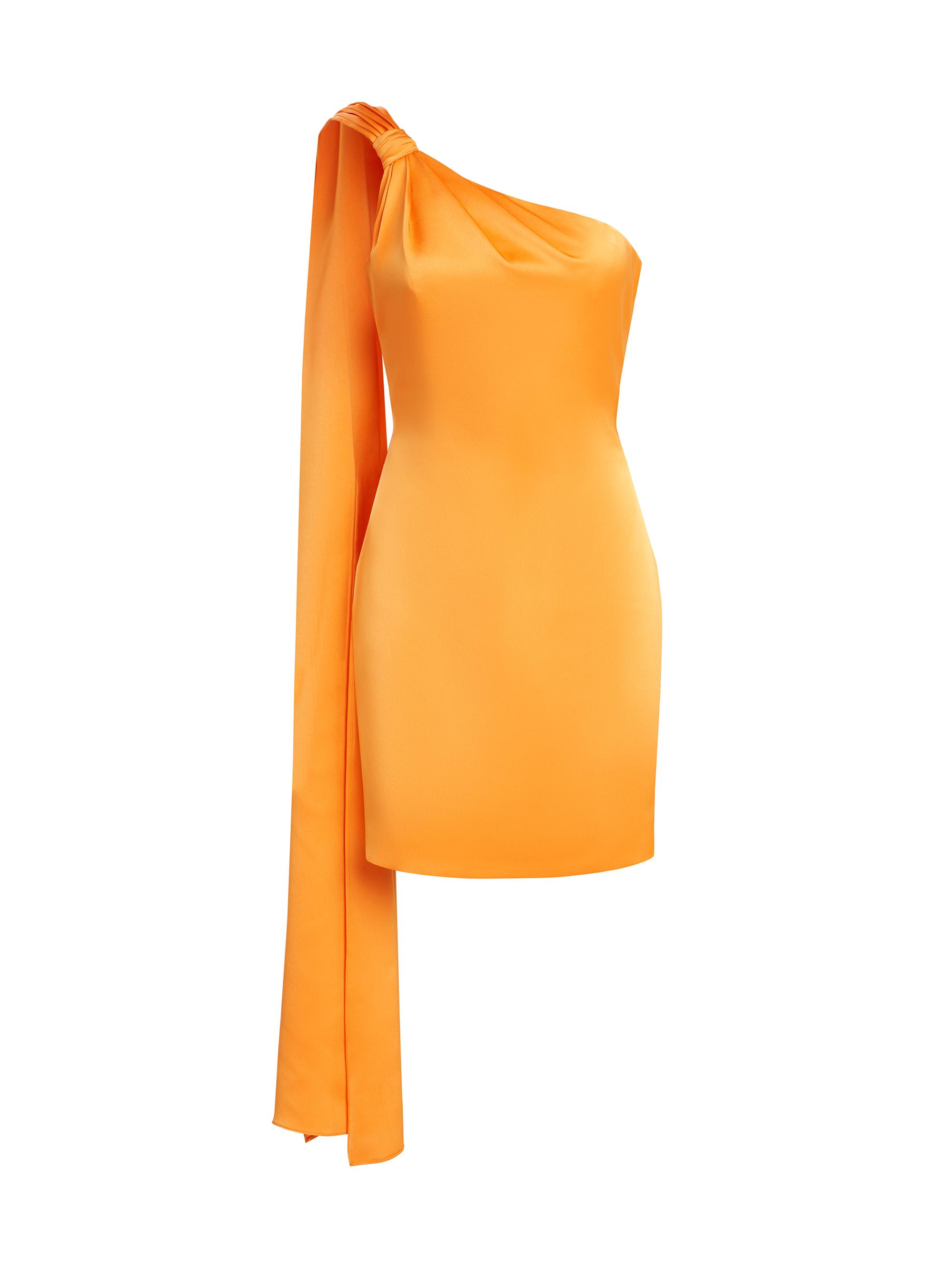 Halston Women's Jax One-Shoulder Satin Minidress - Tangerine