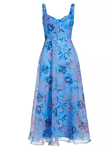 Elodie Floral Organza Midi-Dress