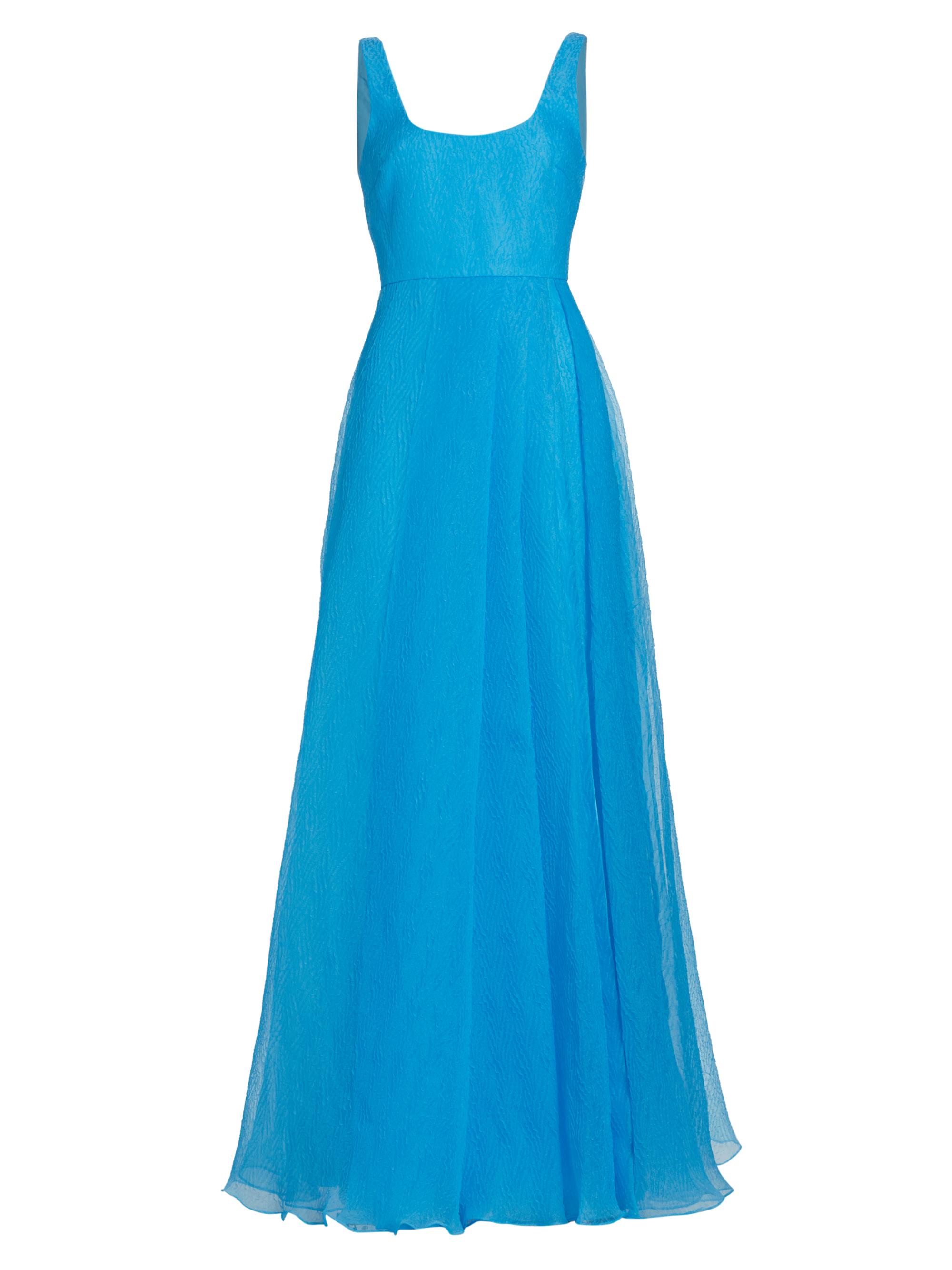 ML Monique Lhuillier Women's Clara Organza Maxi Dress - Cyan Blue