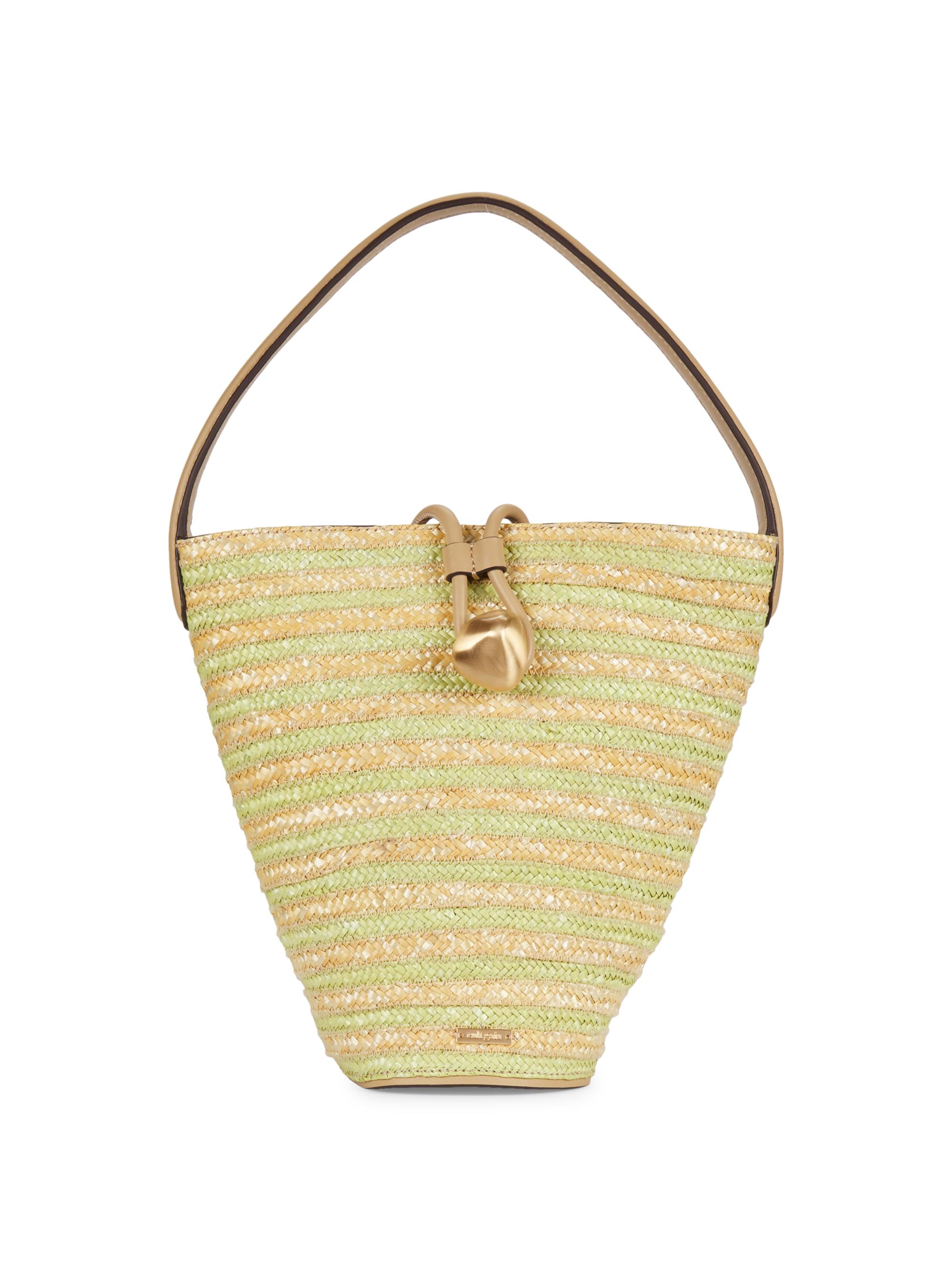 Cult Gaia Women's Freedie Straw & Leather Shoulder Bag - Honey Dew Multi