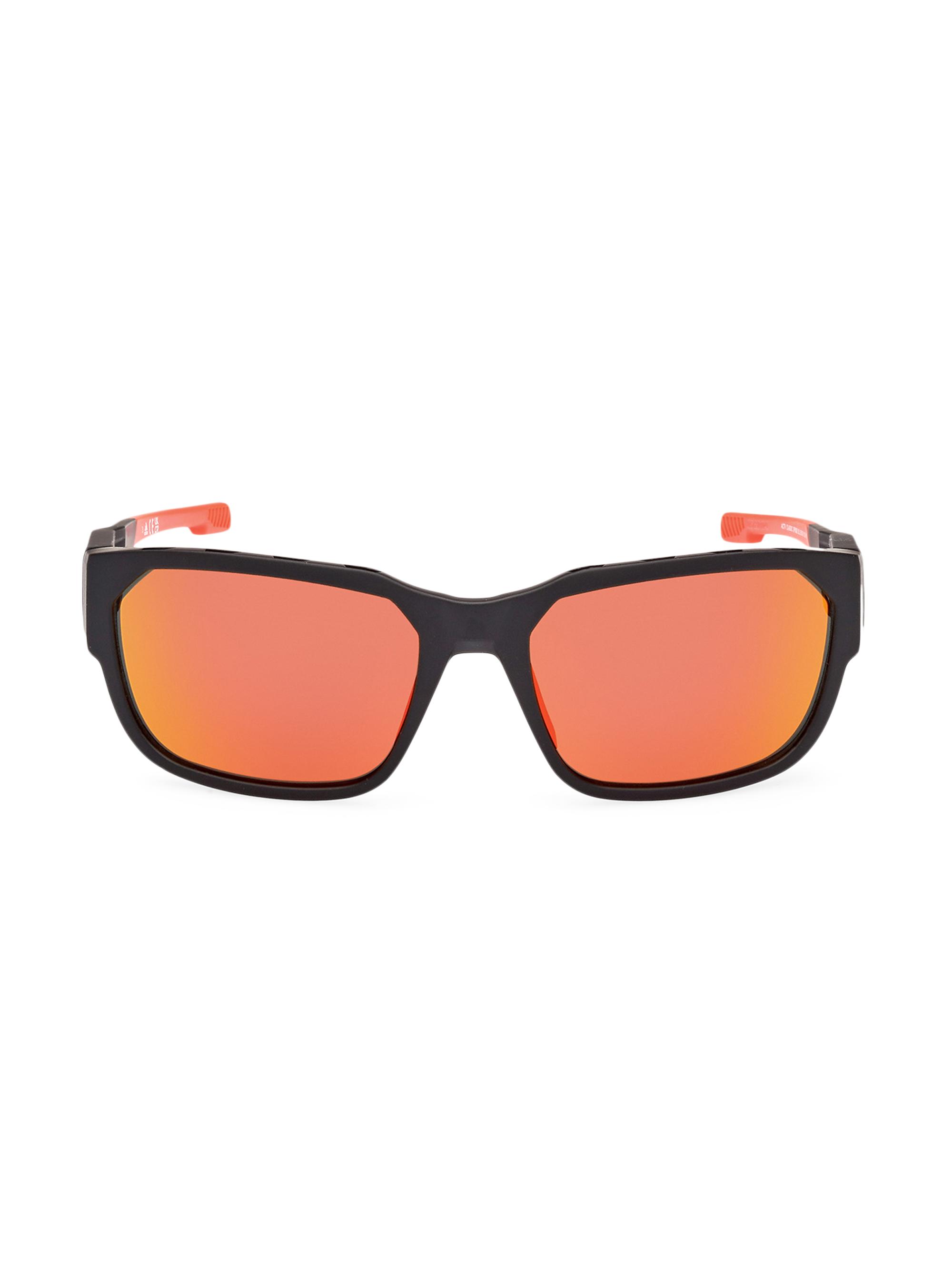 adidas Men's 58MM Rectangular Sunglasses - Matte Black Orange Mirror