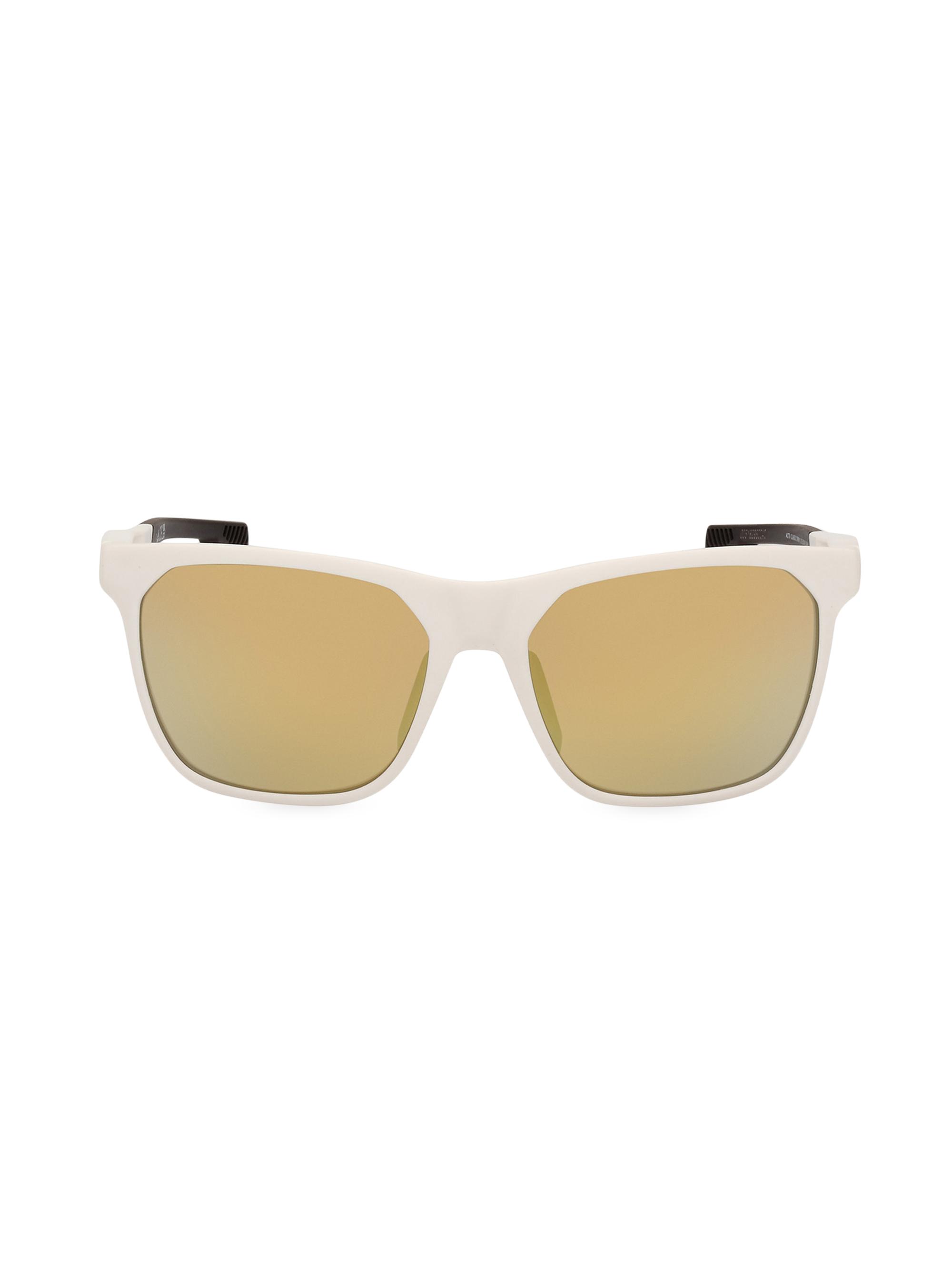 adidas Men's 55MM Square Sunglasses - White Brown Mirror