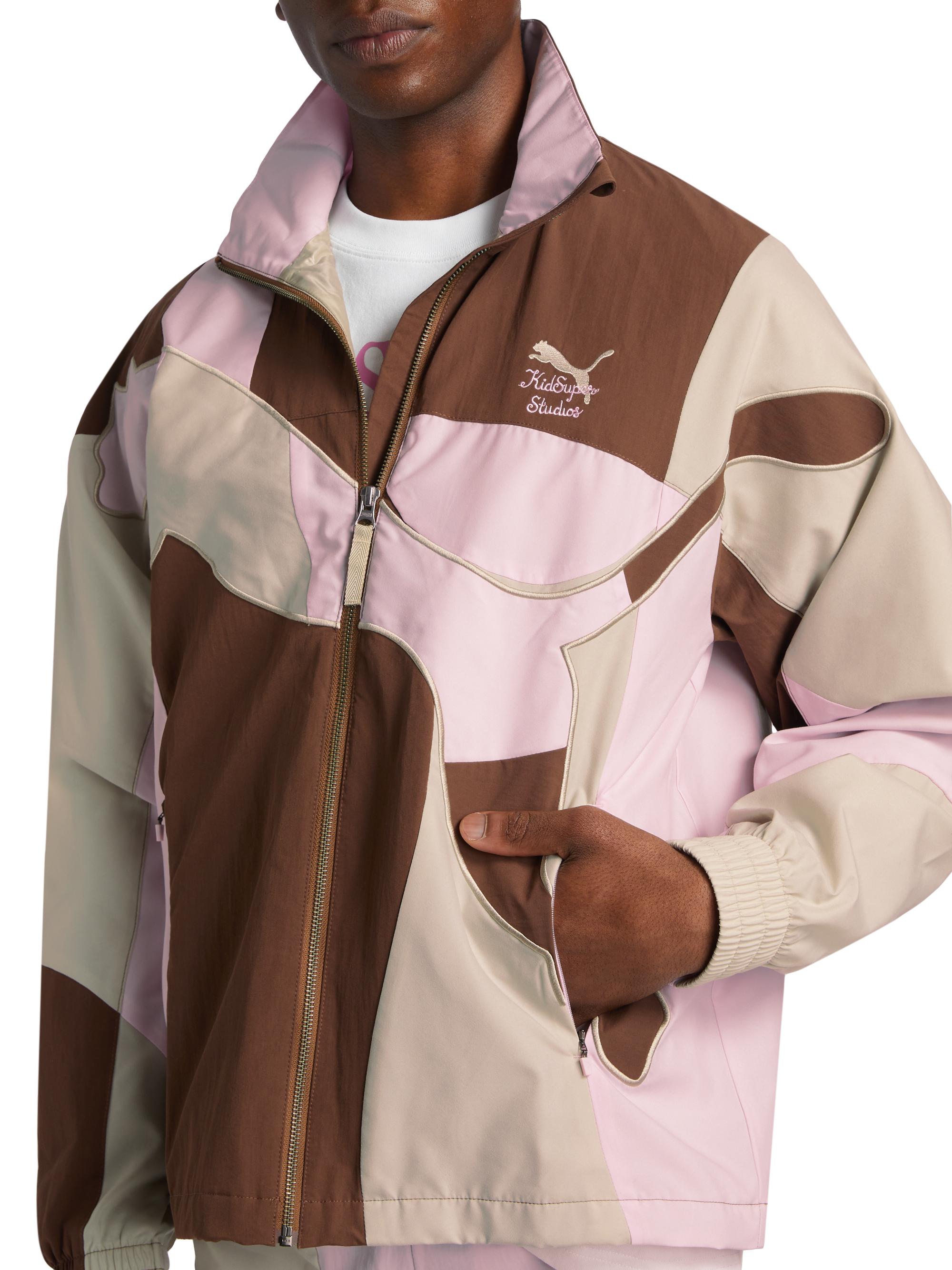 PUMA スカジャン　希少　ブラウン×ゴールド×ピンク　ボンバージャケットY2K Puma Puma x KidSuper Cellerator Colorblocked Jacket | Saks Fifth