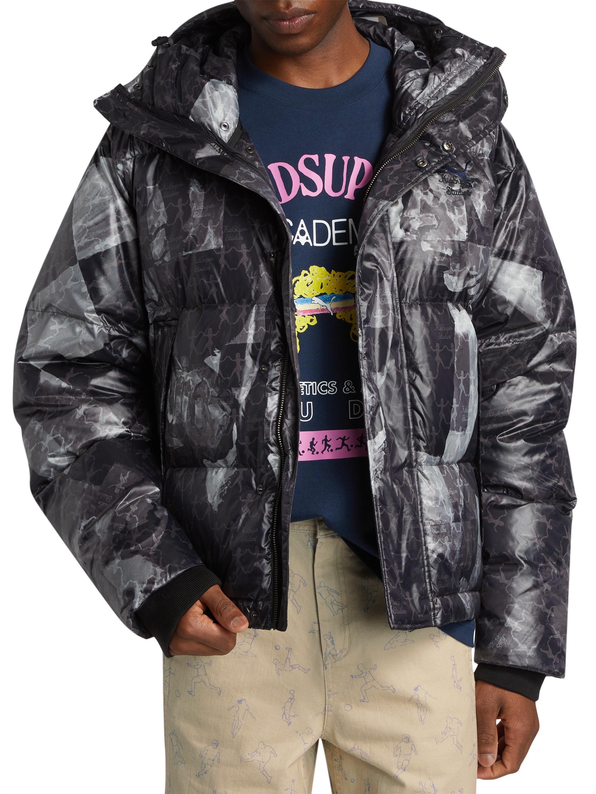 Puma Puma x KidSuper MMQ Graphic Hooded Puffer Jacket | Saks Fifth