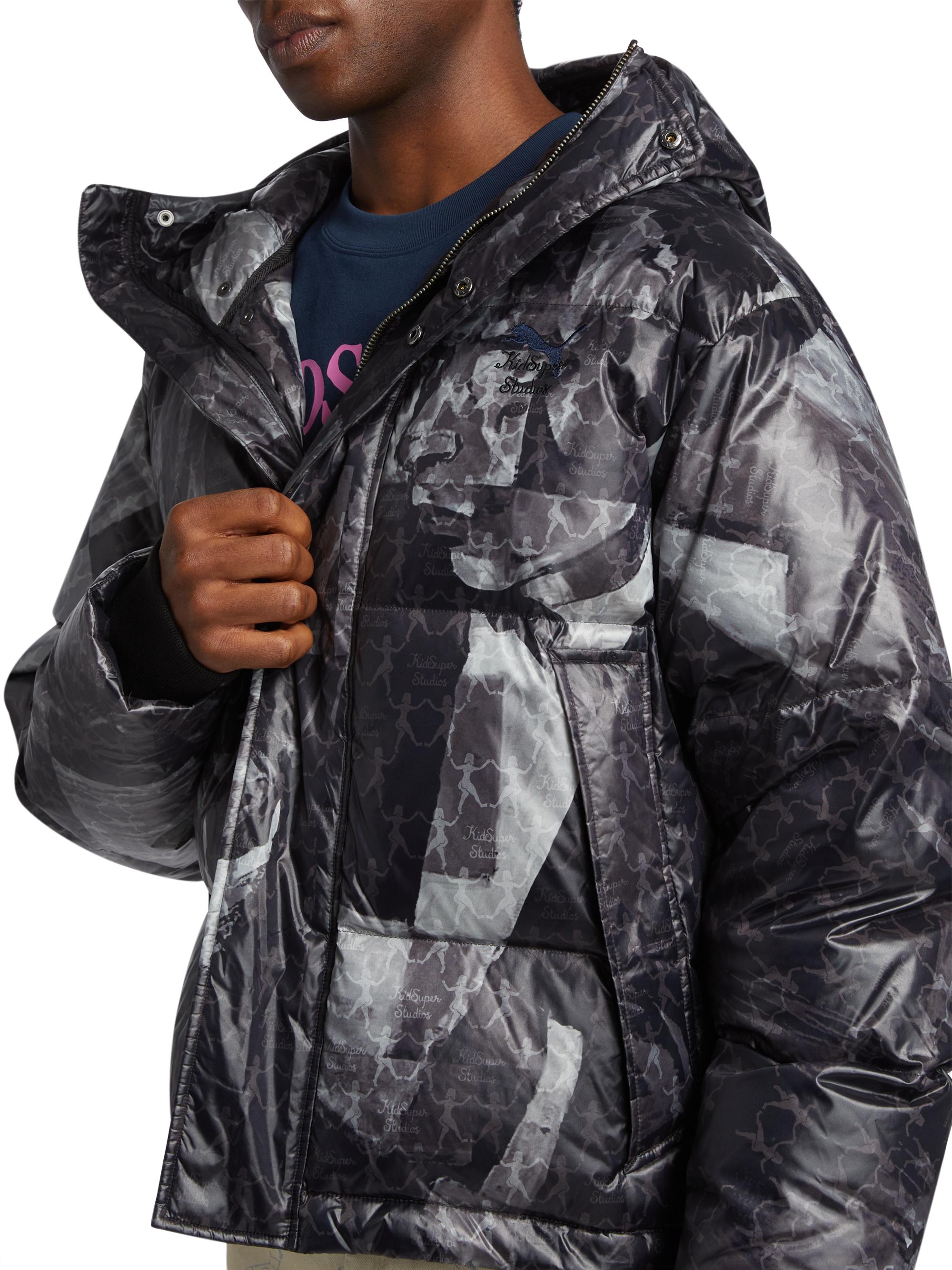Puma Puma x KidSuper MMQ Graphic Hooded Puffer Jacket | Saks Fifth